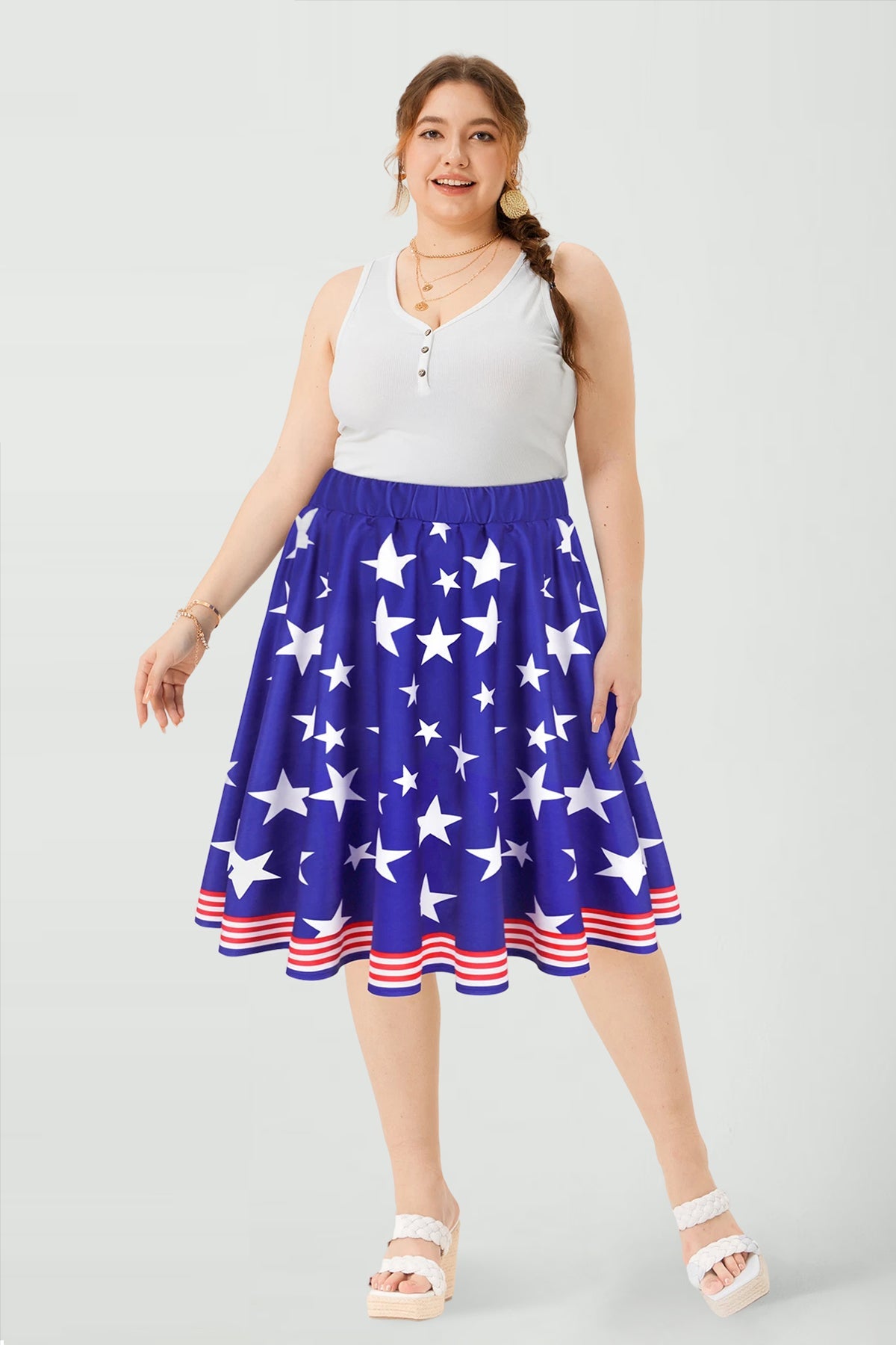 Supersoft Stars Stripe Hem Elastic Waist Mini Skirt