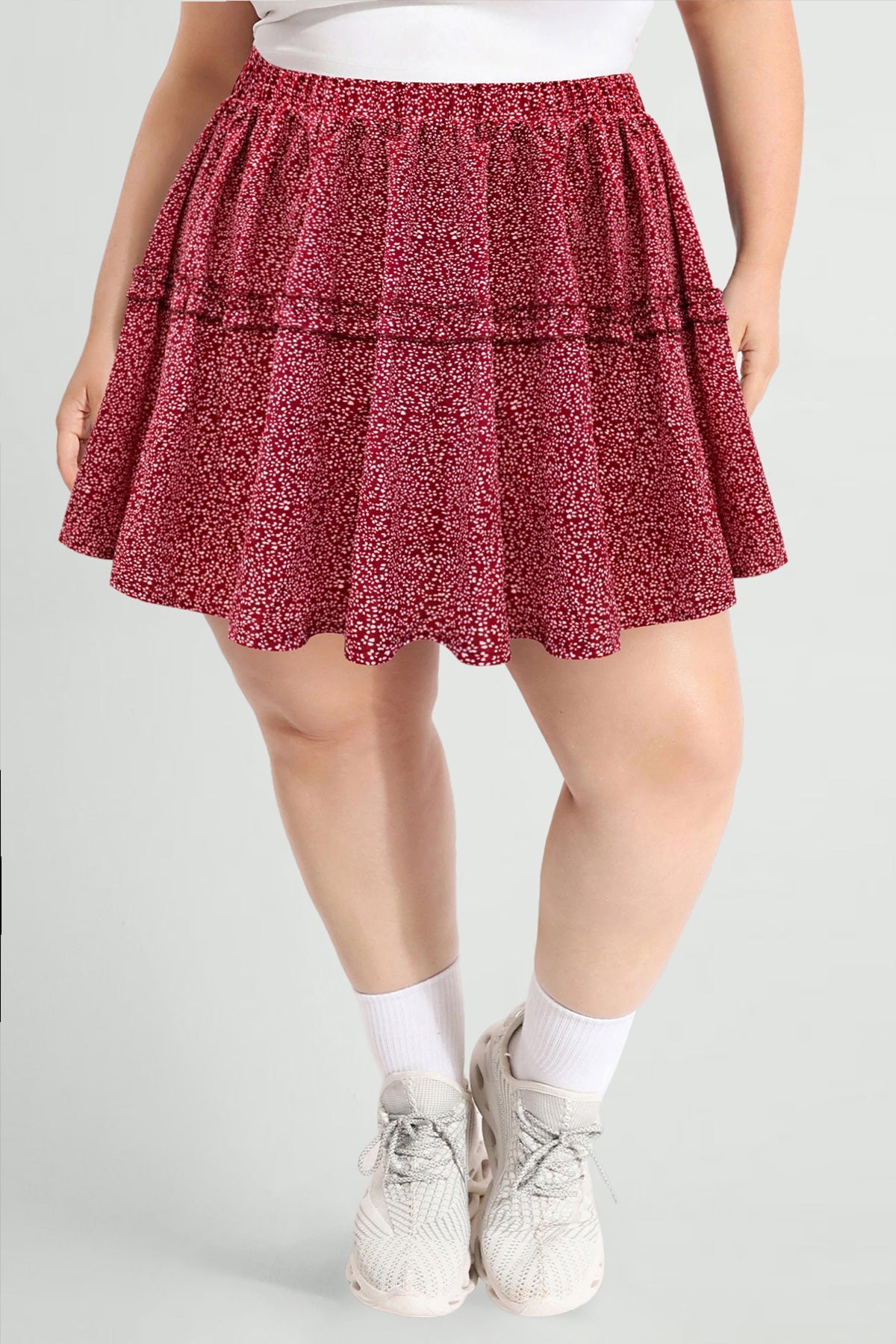 Allover Floral Elastic Waist Pleated Mini Skirt