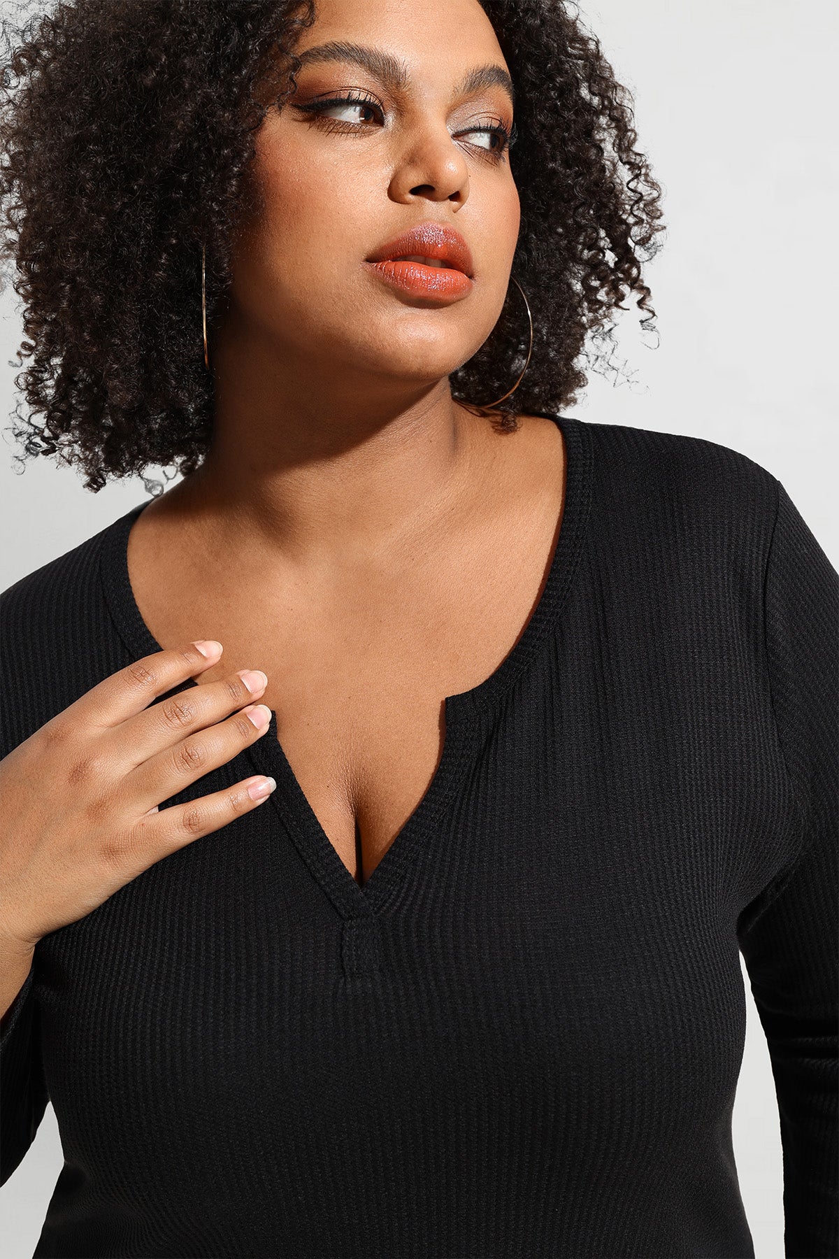 Ritera Supersoft Notched V Neck Long Sleeve T-Shirt