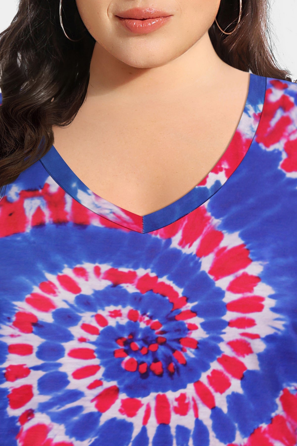 Tie Dye Spiral Split Short Sleeve T-Shirt