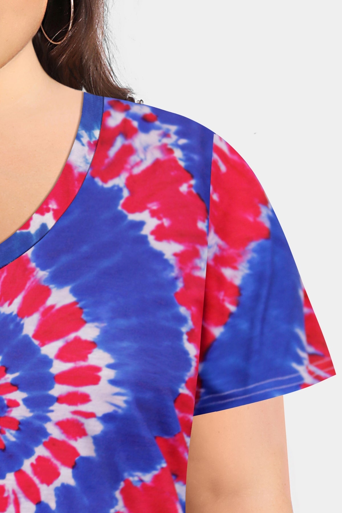 Tie Dye Spiral Split Short Sleeve T-Shirt