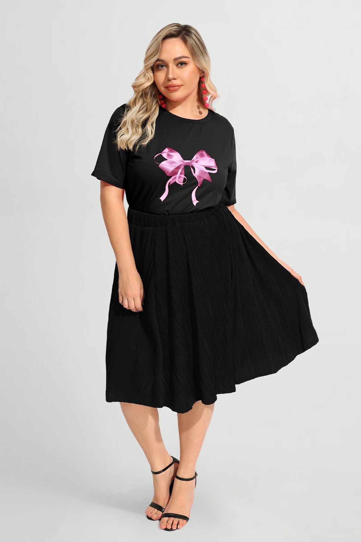 Bowknot Split Hem Short Sleeve T-Shirt