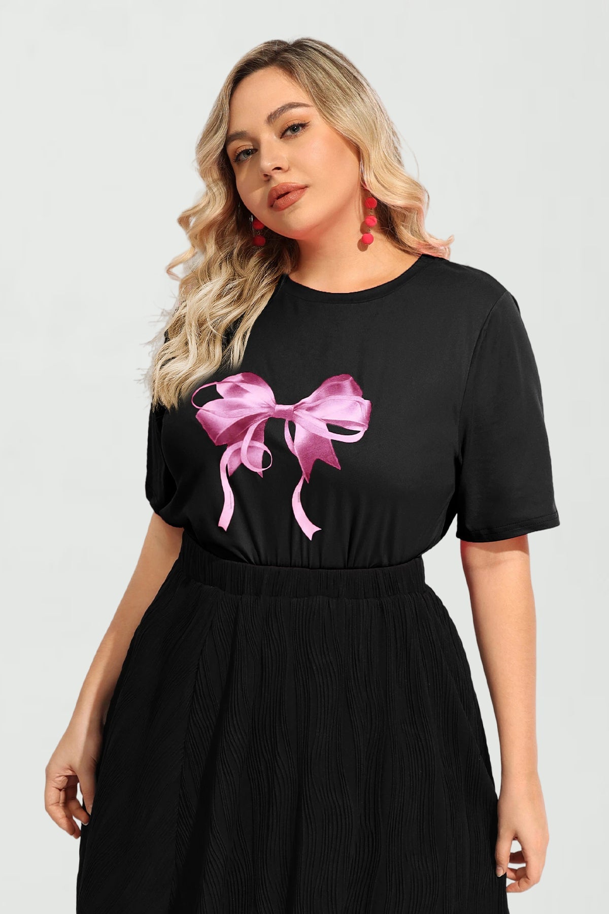 Bowknot Split Hem Short Sleeve T-Shirt