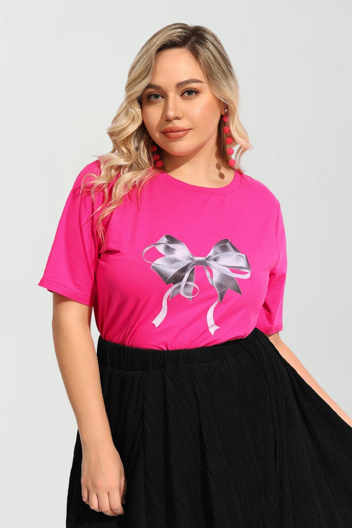 Bowknot Split Hem Short Sleeve T-Shirt