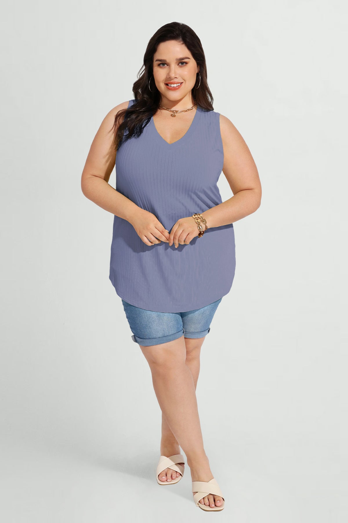 Ritera Solid Essential Basic Fashionable Texture Tank Top