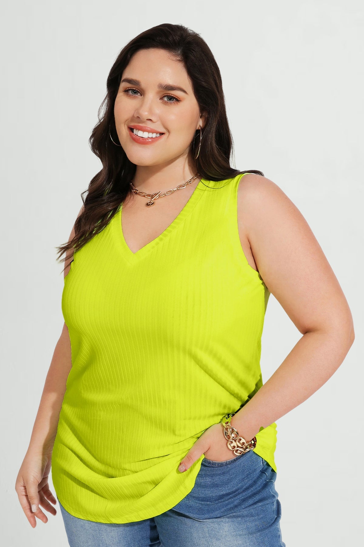 Ritera Solid Essential Basic Fashionable Texture Tank Top