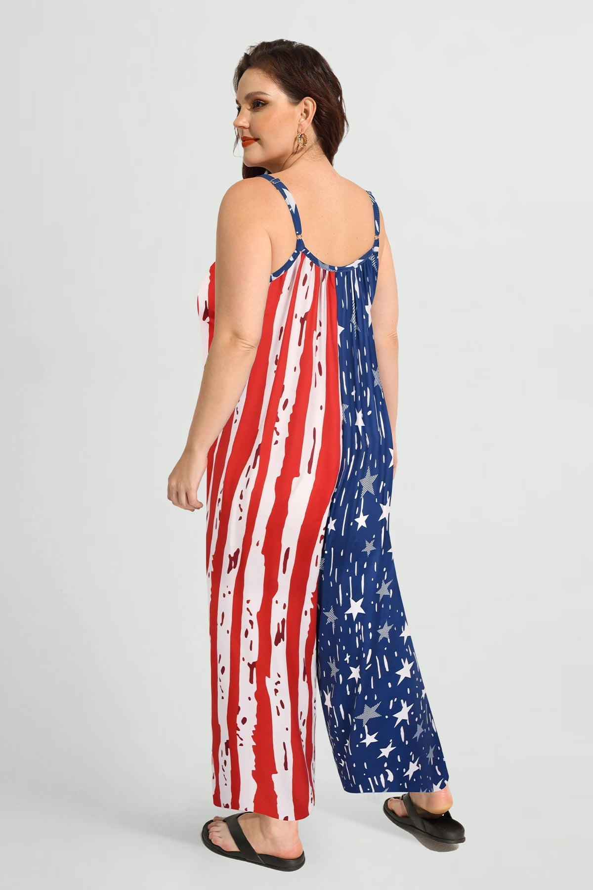 Ritera Pockets Stars and Stripes Chic Wide Leg Jumpsuit