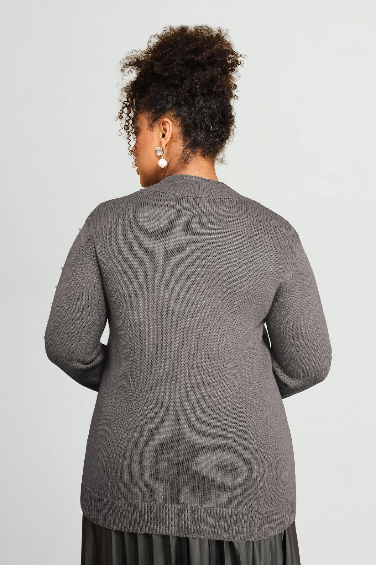 Pearl Embellished Crewneck Long Sleeve Pullover Sweater