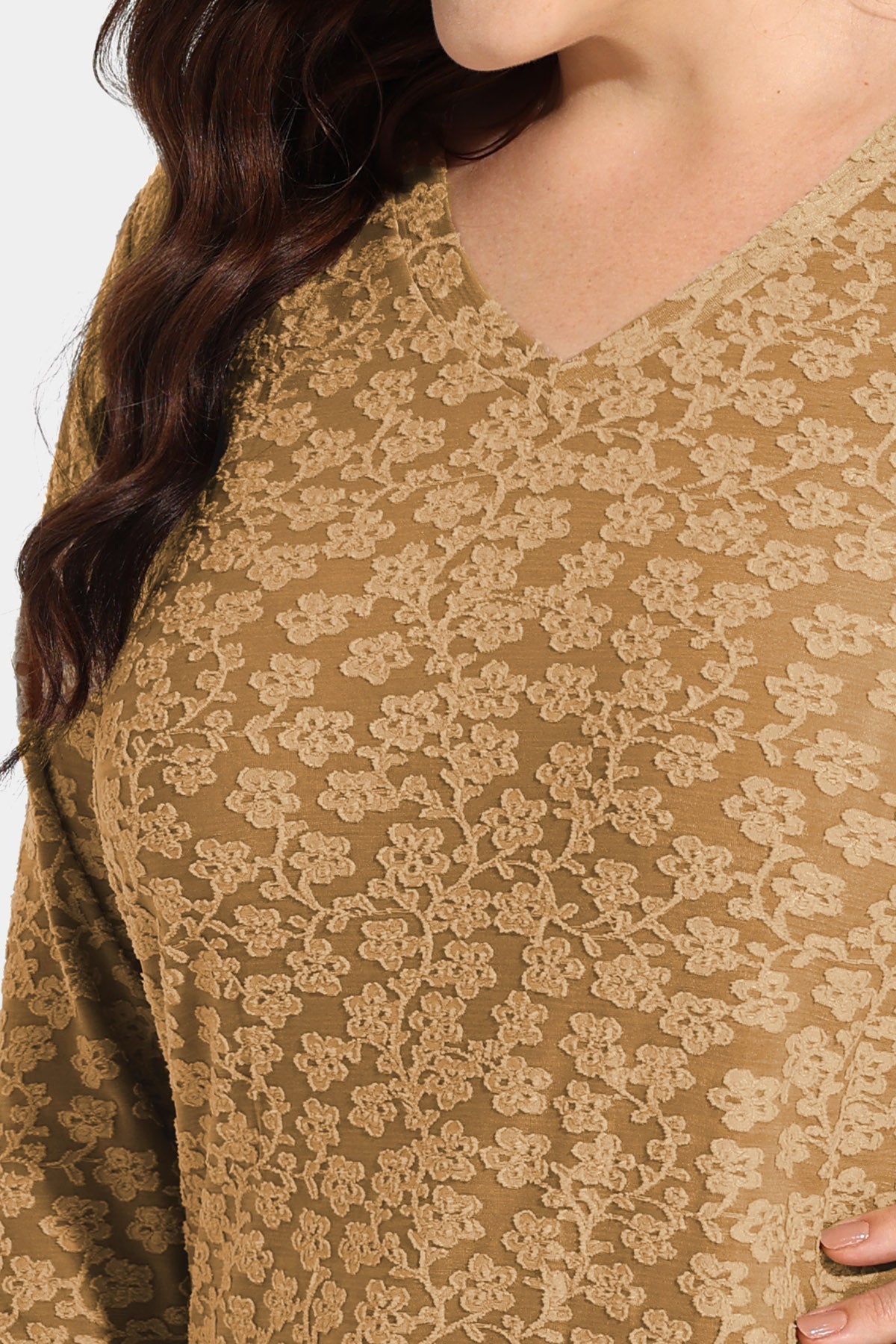 Floral Print V Neck Long Sleeve Shirt