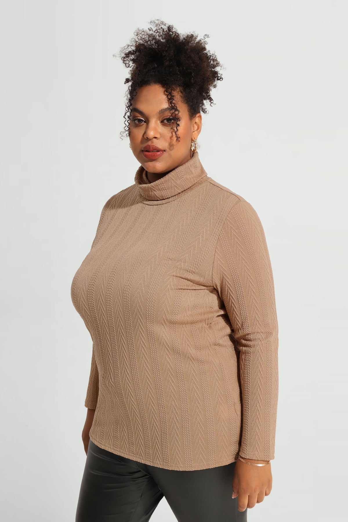 Solid Texture Knit Cowl Neck Long Sleeve Pullover Sweater