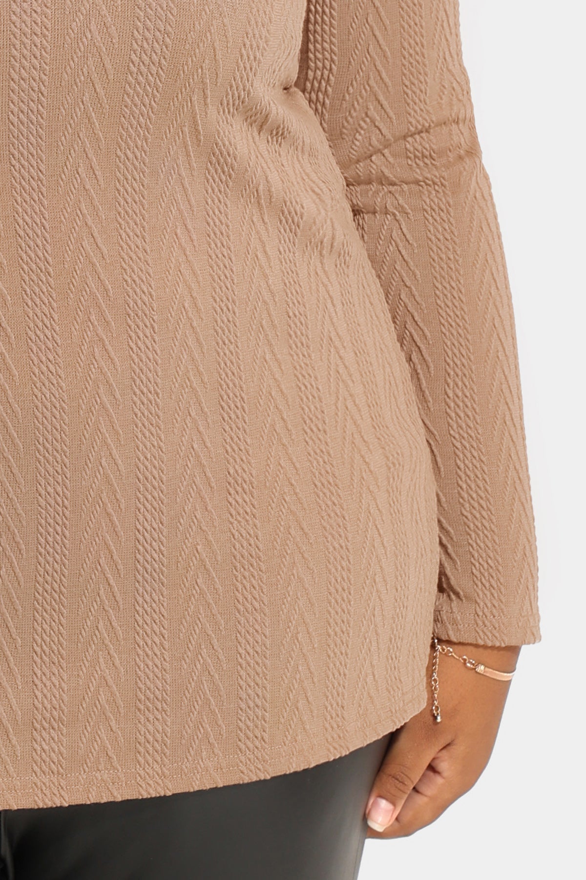 Solid Texture Knit Cowl Neck Long Sleeve Pullover Sweater