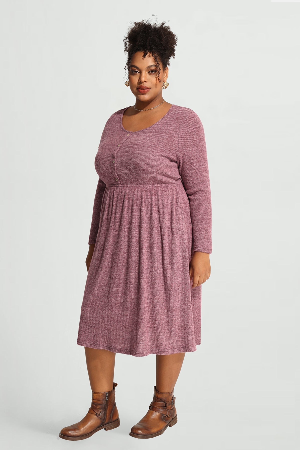 Ritera Pocket Sparkle Glitter Button Detail Midi Dress