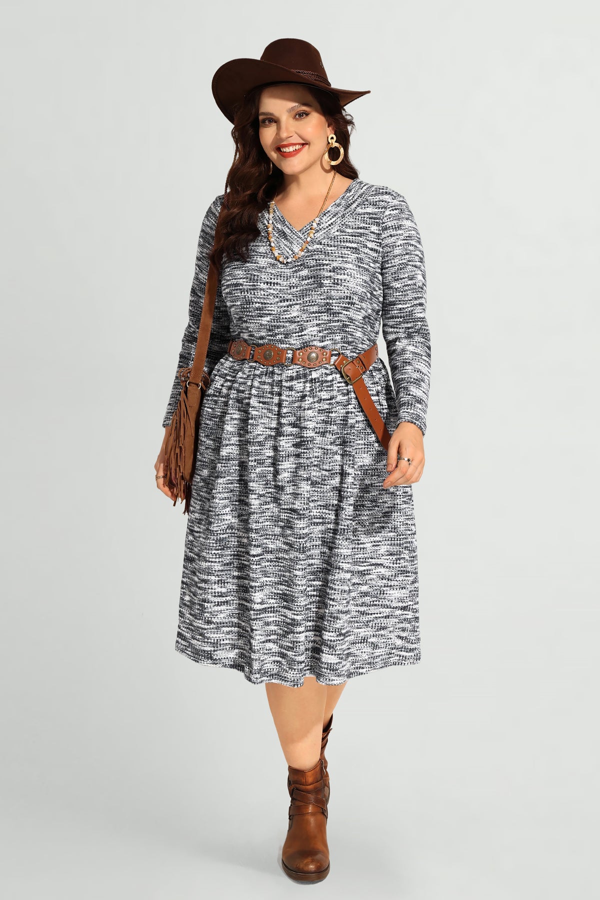 Ritera Pocket Elastic Waist Pleated Midi Dress