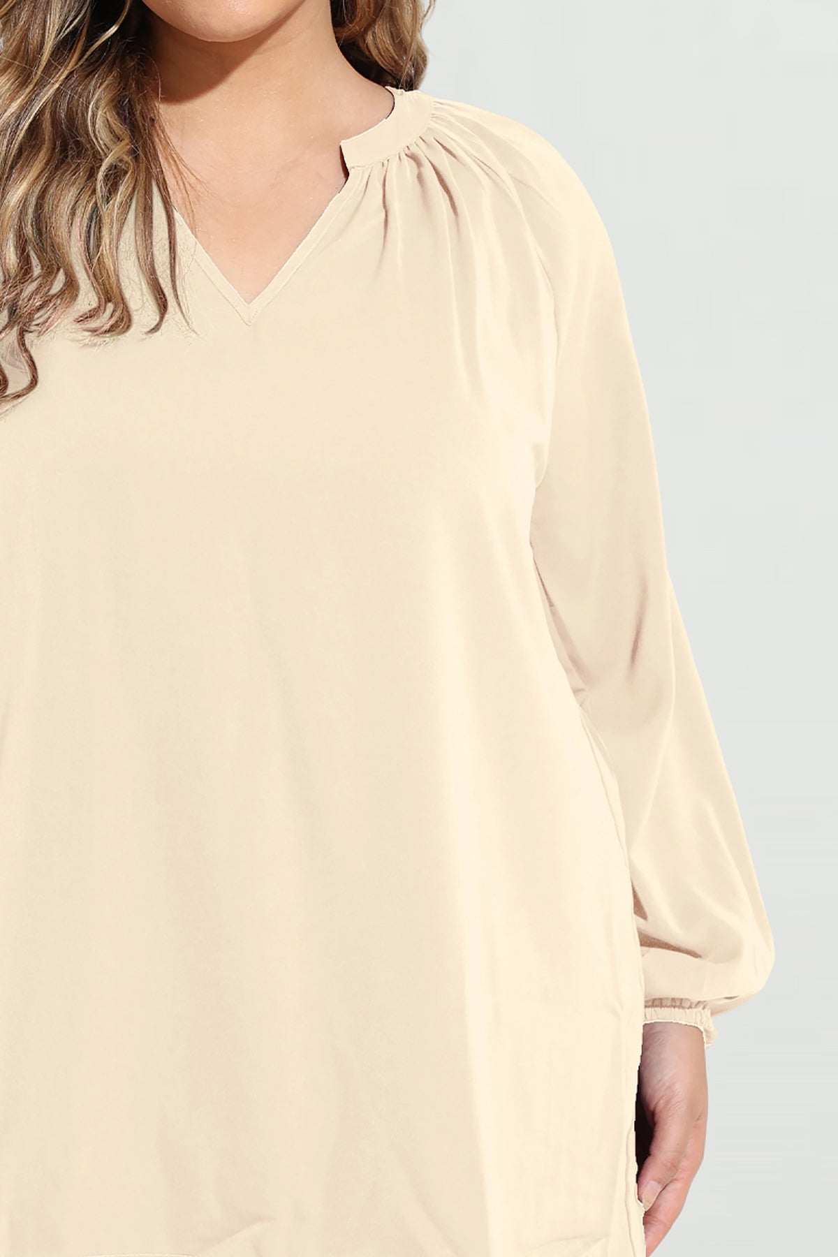 Supersoft Tunic Pleated Lanturn Long Sleeve T-Shirt