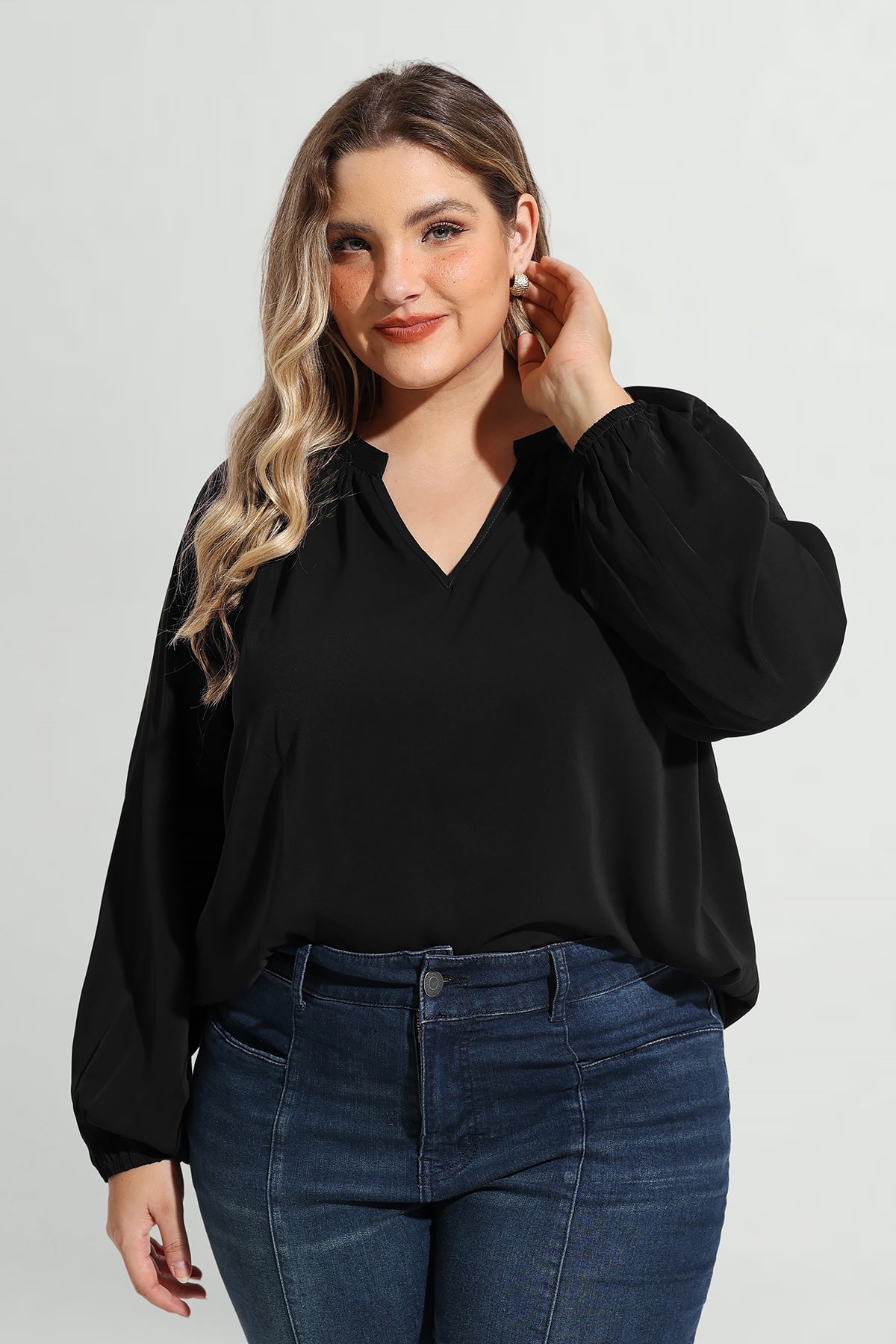 Supersoft Tunic Pleated Lanturn Long Sleeve T-Shirt
