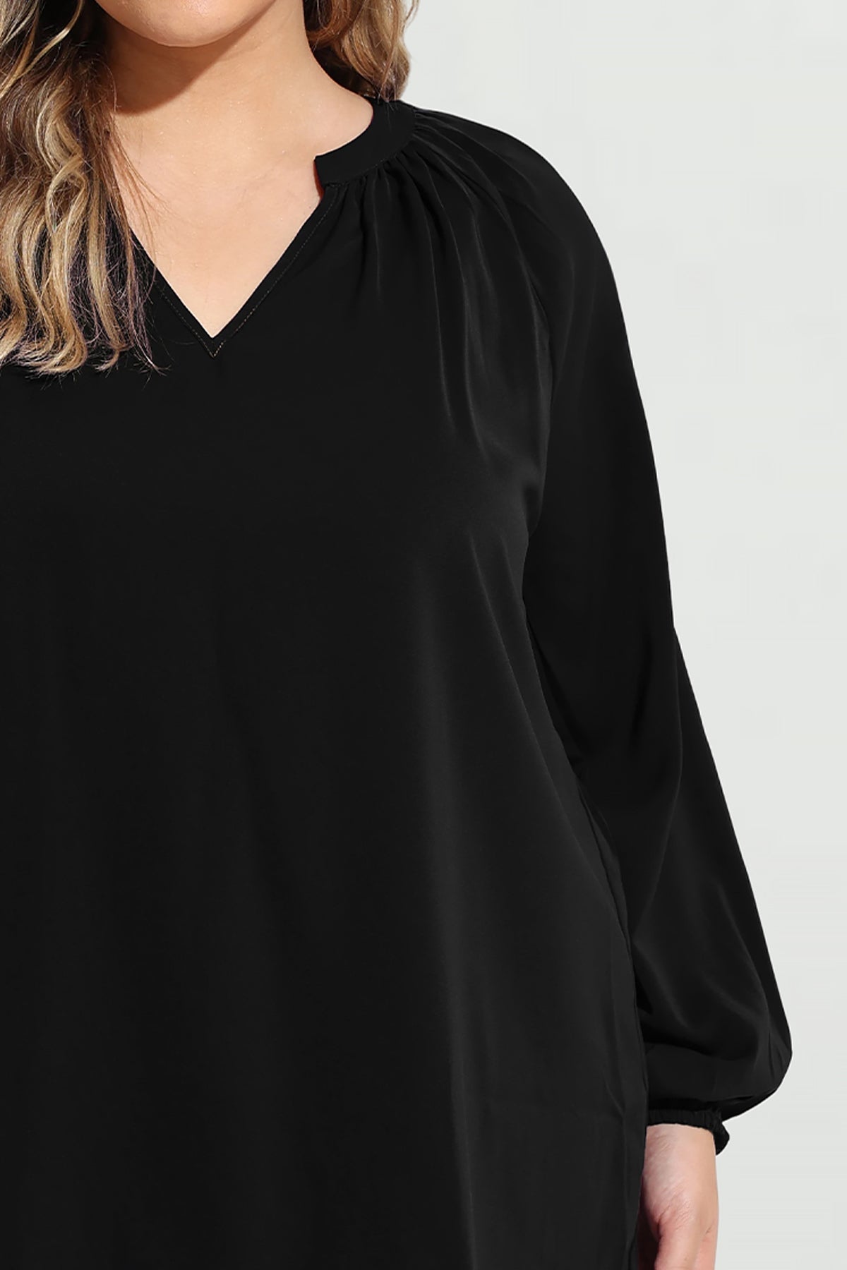Supersoft Tunic Pleated Lanturn Long Sleeve T-Shirt