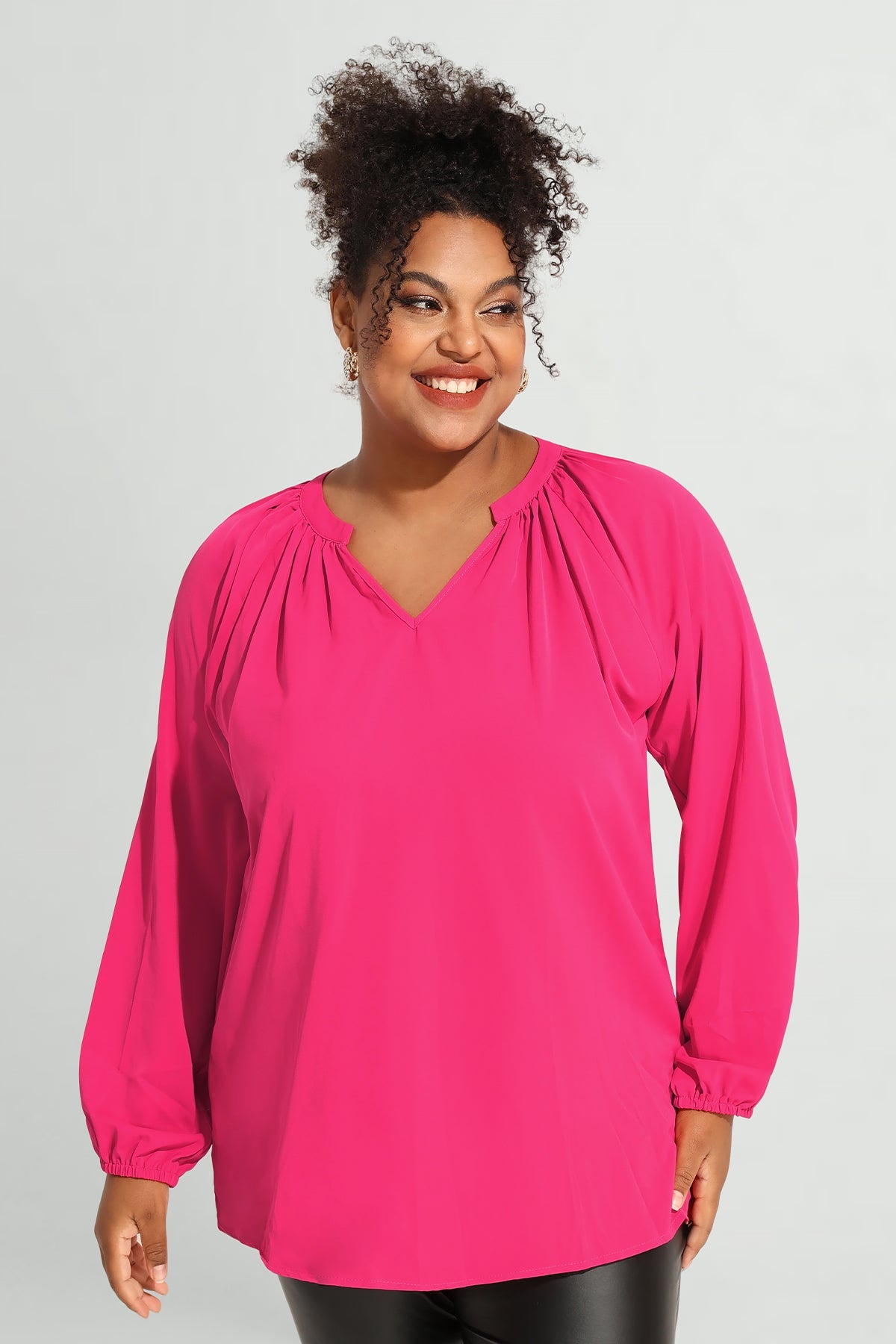 Supersoft Tunic Pleated Lanturn Long Sleeve T-Shirt