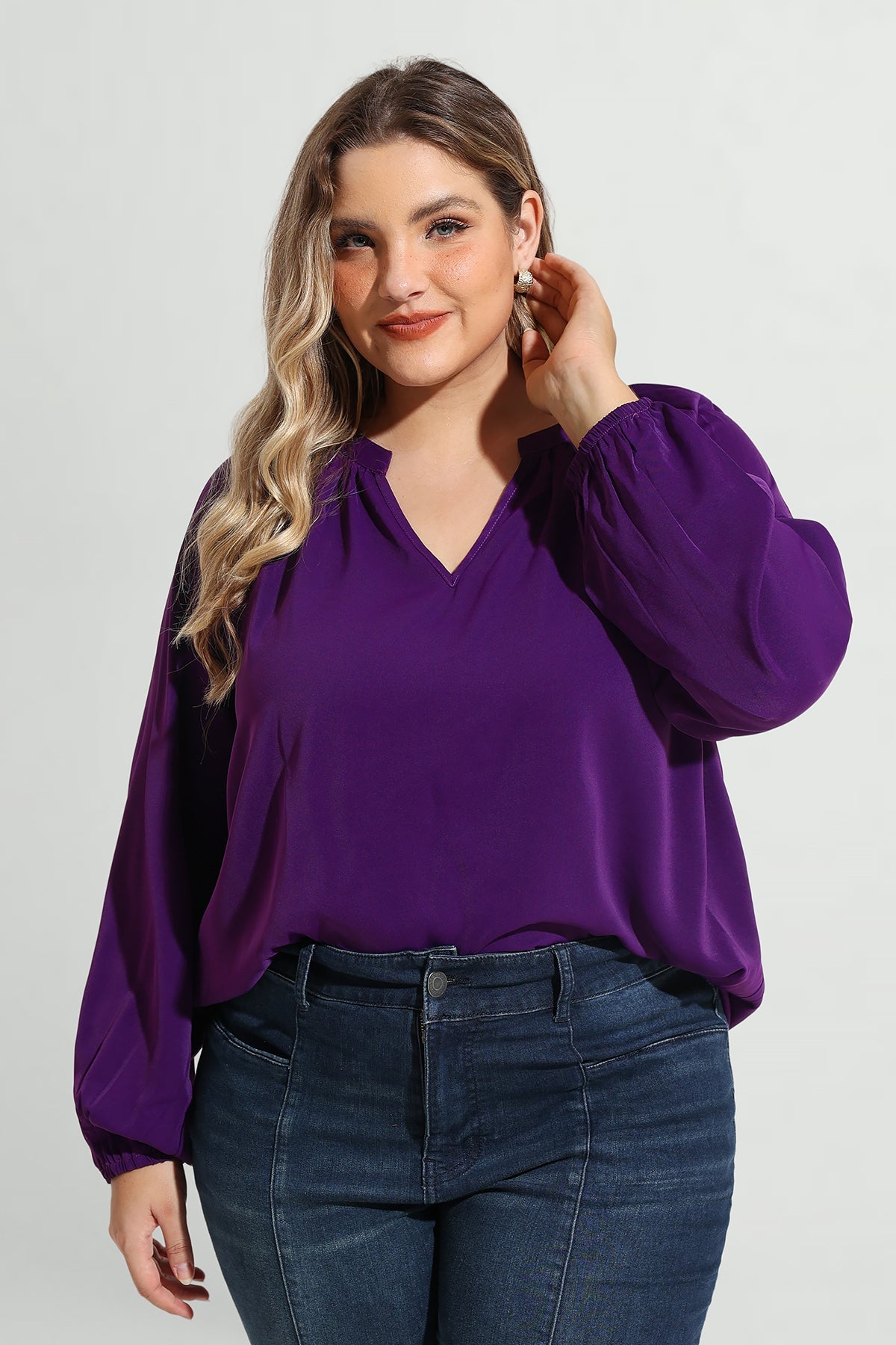 Supersoft Tunic Pleated Lanturn Long Sleeve T-Shirt