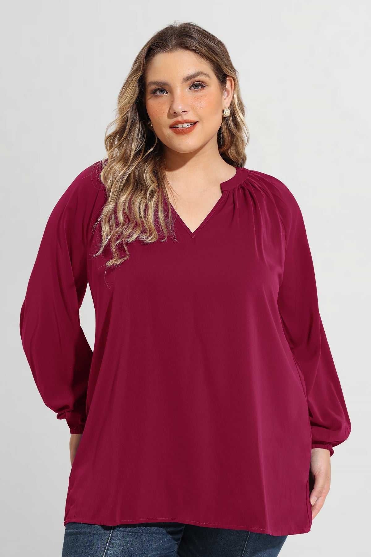 Supersoft Tunic Pleated Lanturn Long Sleeve T-Shirt