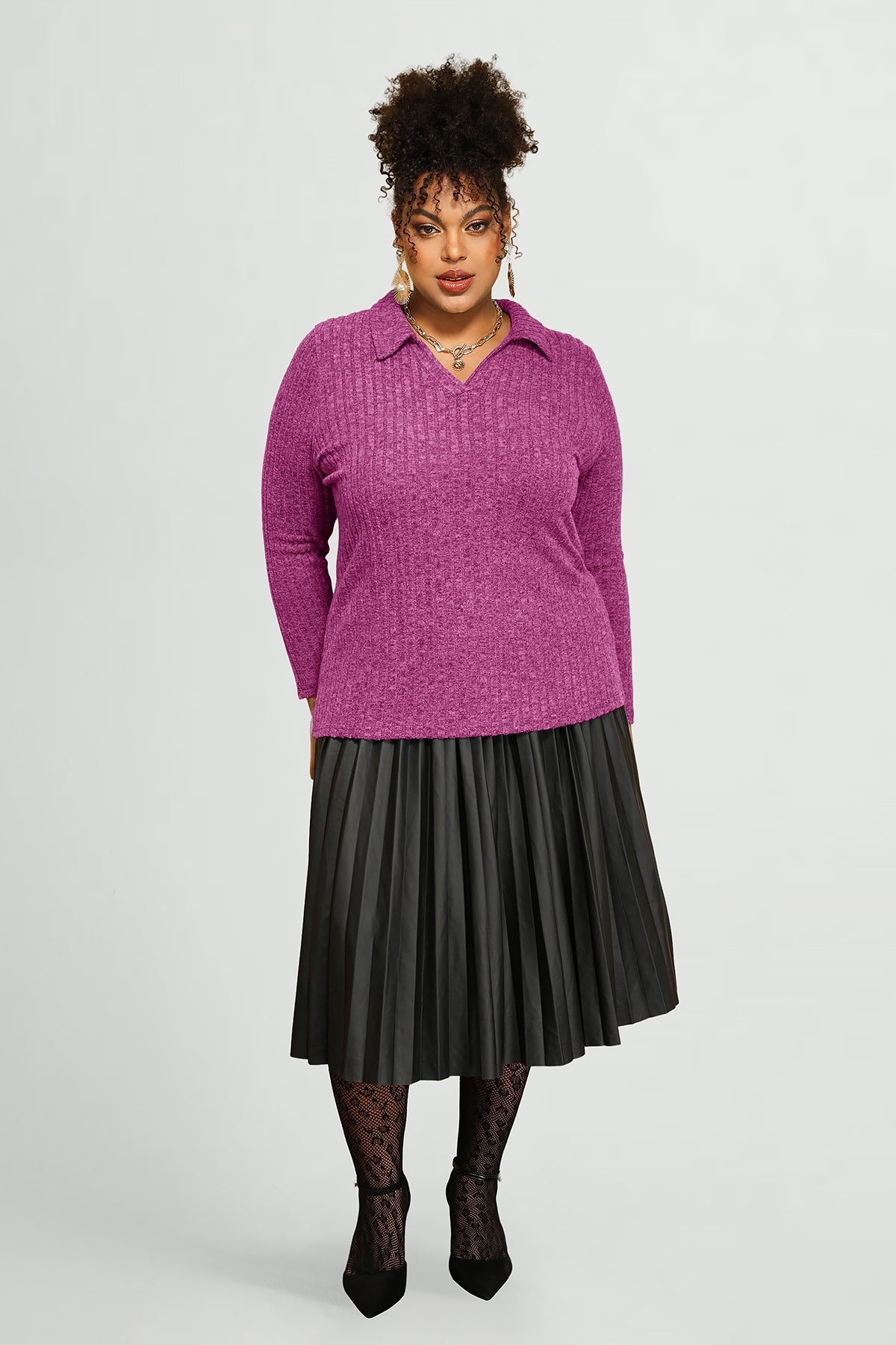 Supersoft Velvet Lapel Collar Basic Shirt