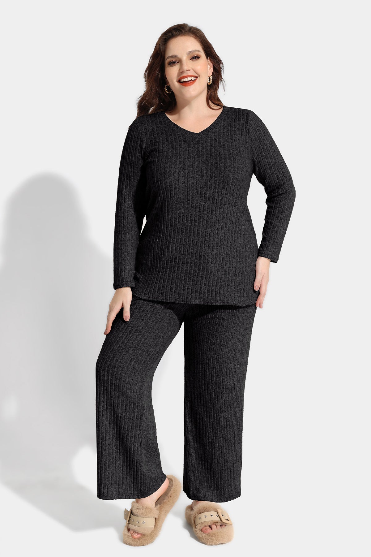 Drawstring Elastic Waist Velvet Basic Pants