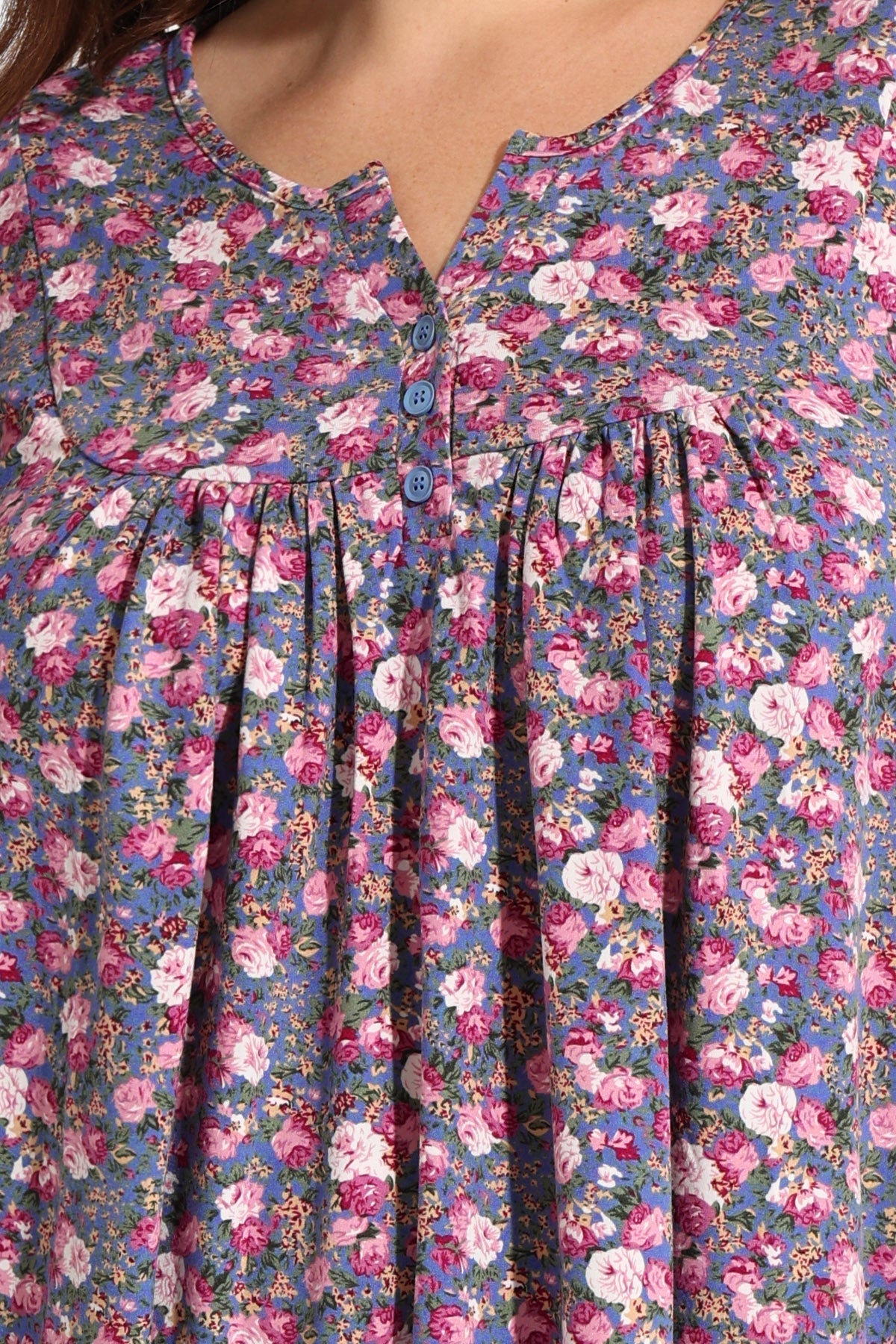 Ritera Allover Floral Sparkle Button Up Notched Neck Blouse