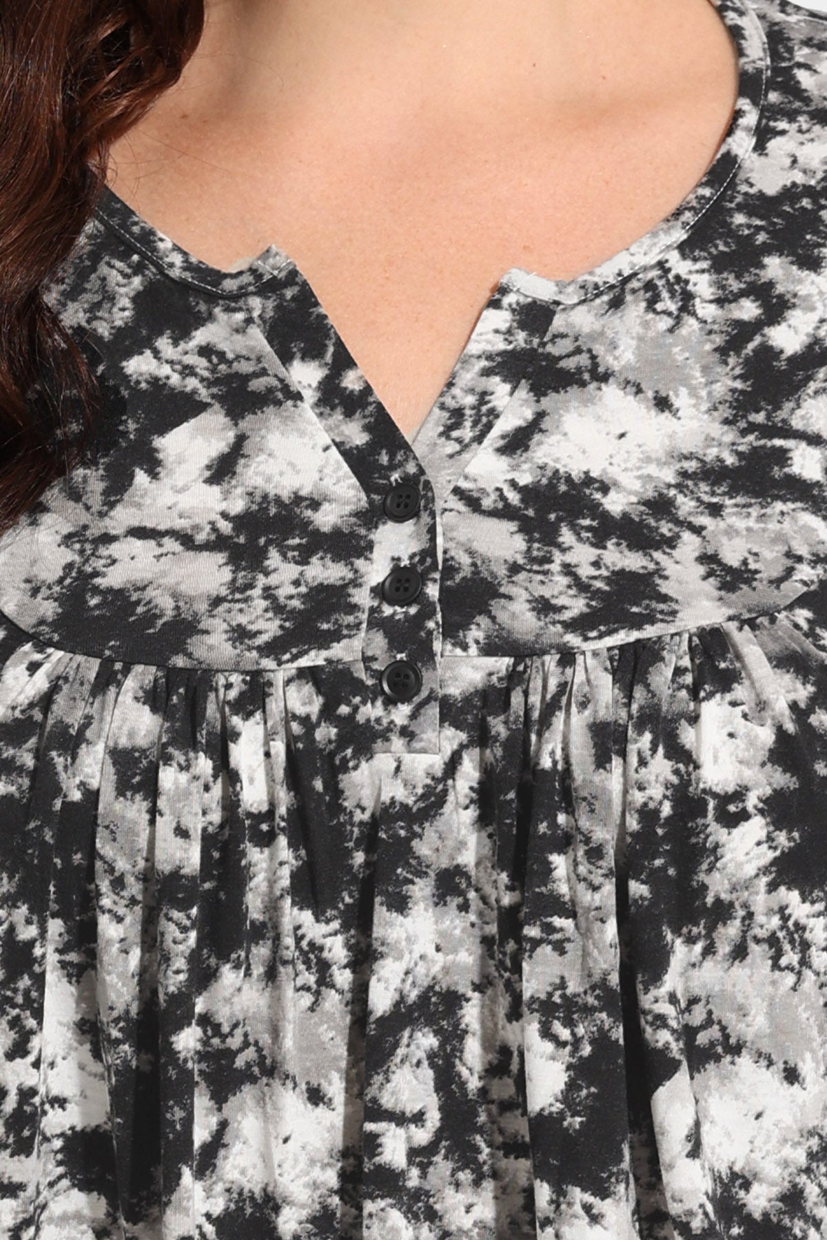 Ritera Allover Floral Sparkle Button Up Notched Neck Blouse