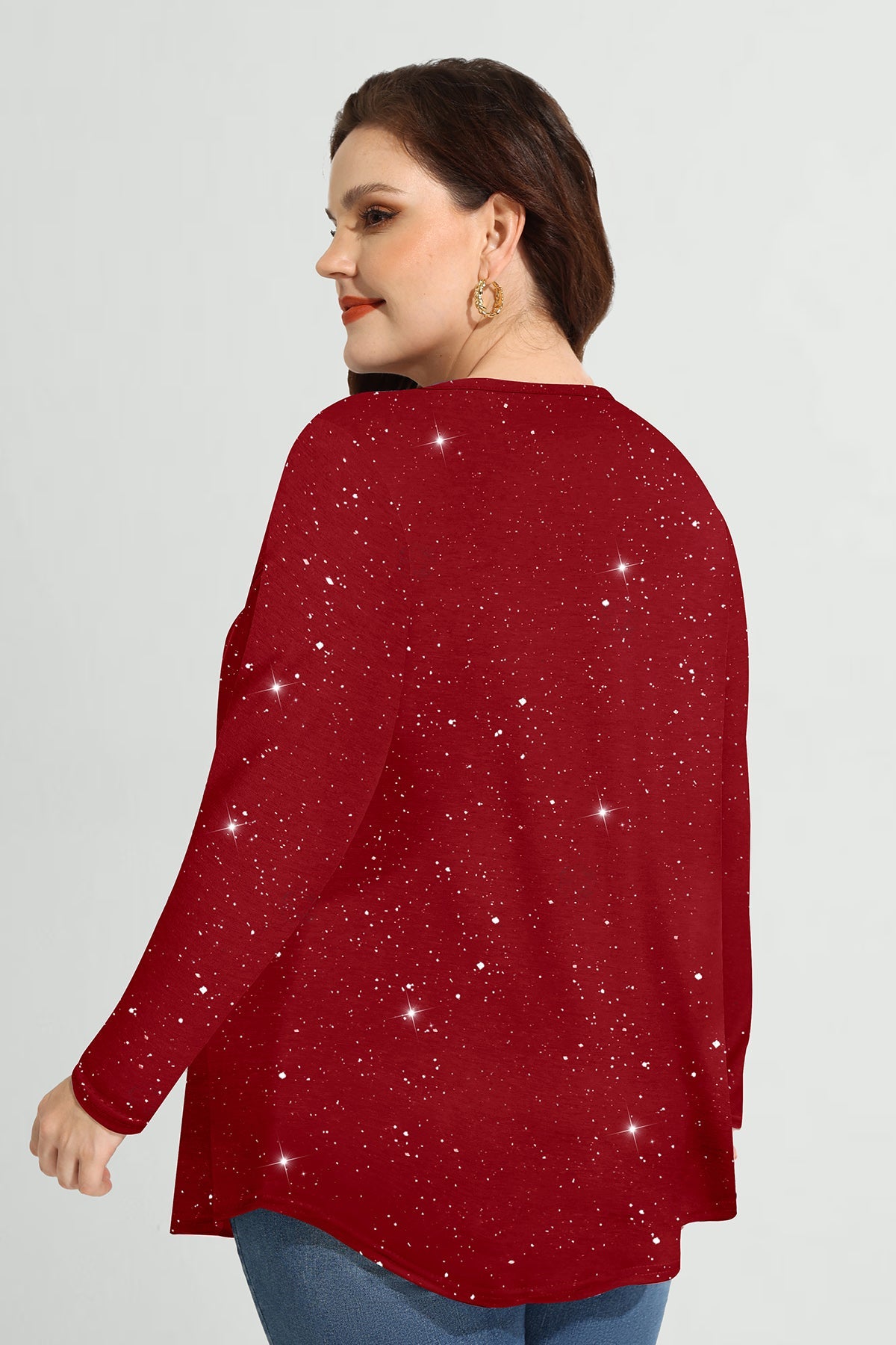 Ritera Allover Floral Sparkle Button Up Notched Neck Blouse