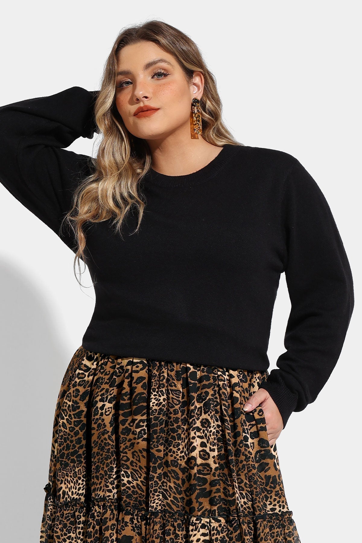 Essential Split Hem Skinny Long Sleeve Sweater