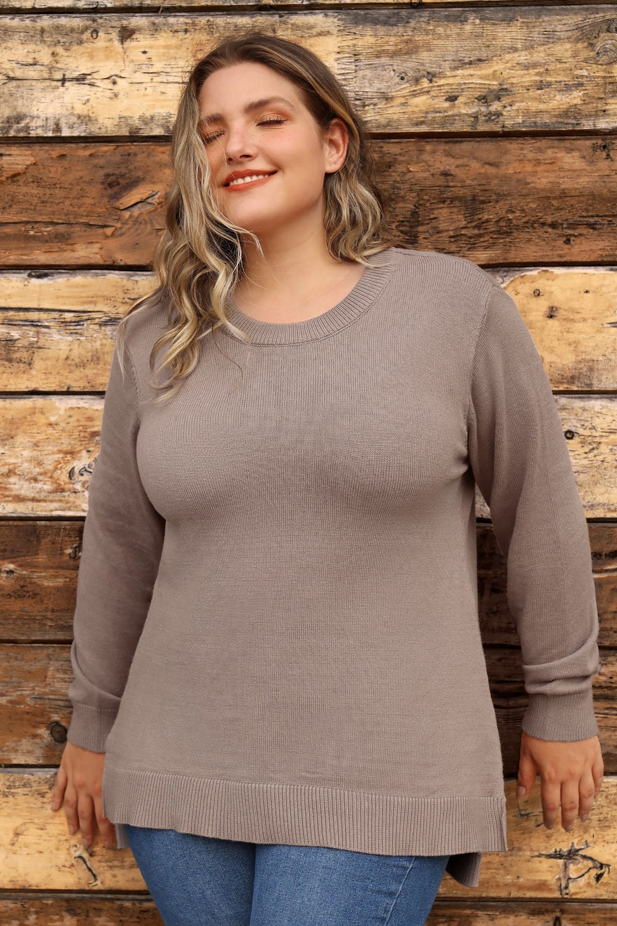 Essential Split Hem Skinny Long Sleeve Sweater