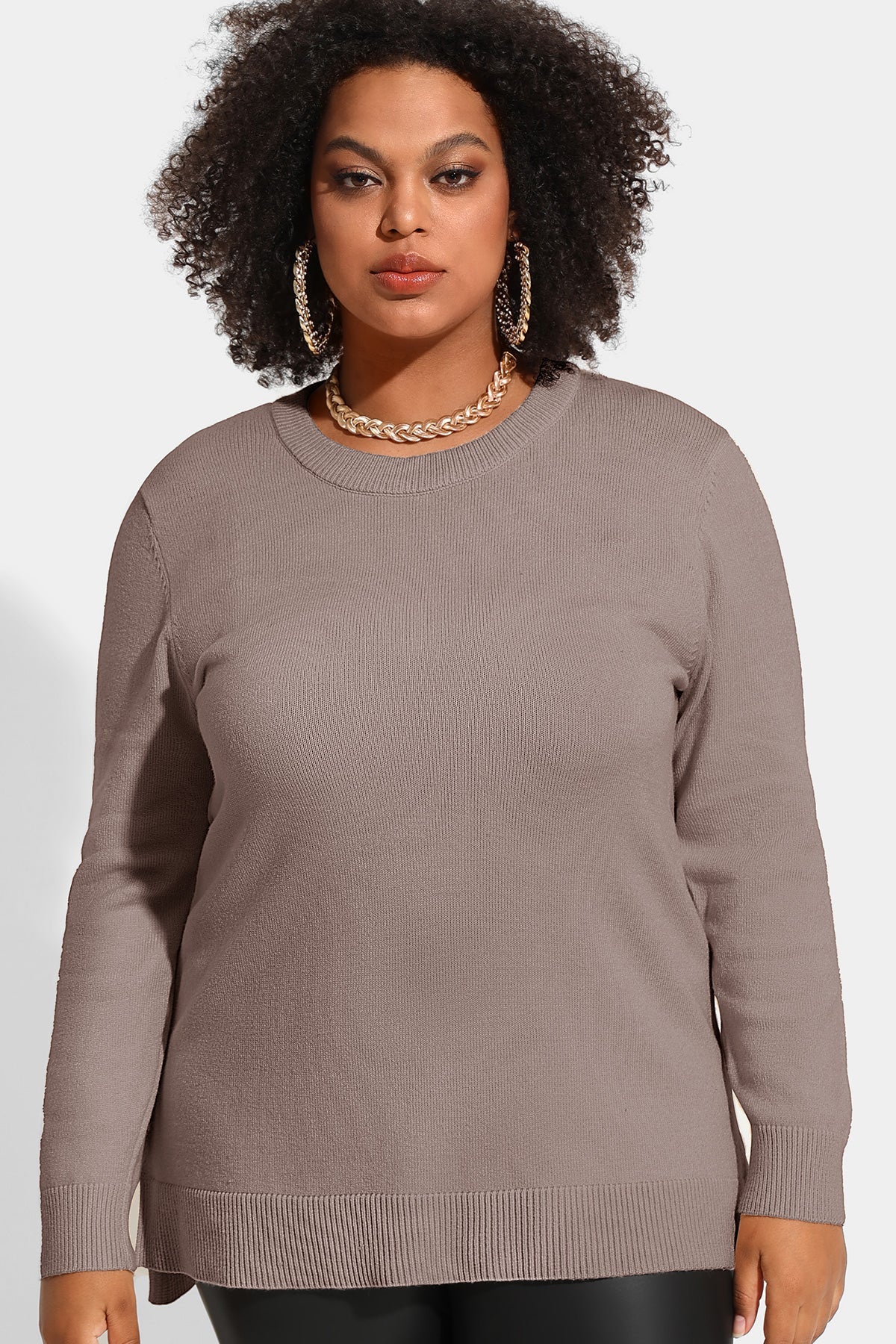 Essential Split Hem Skinny Long Sleeve Sweater