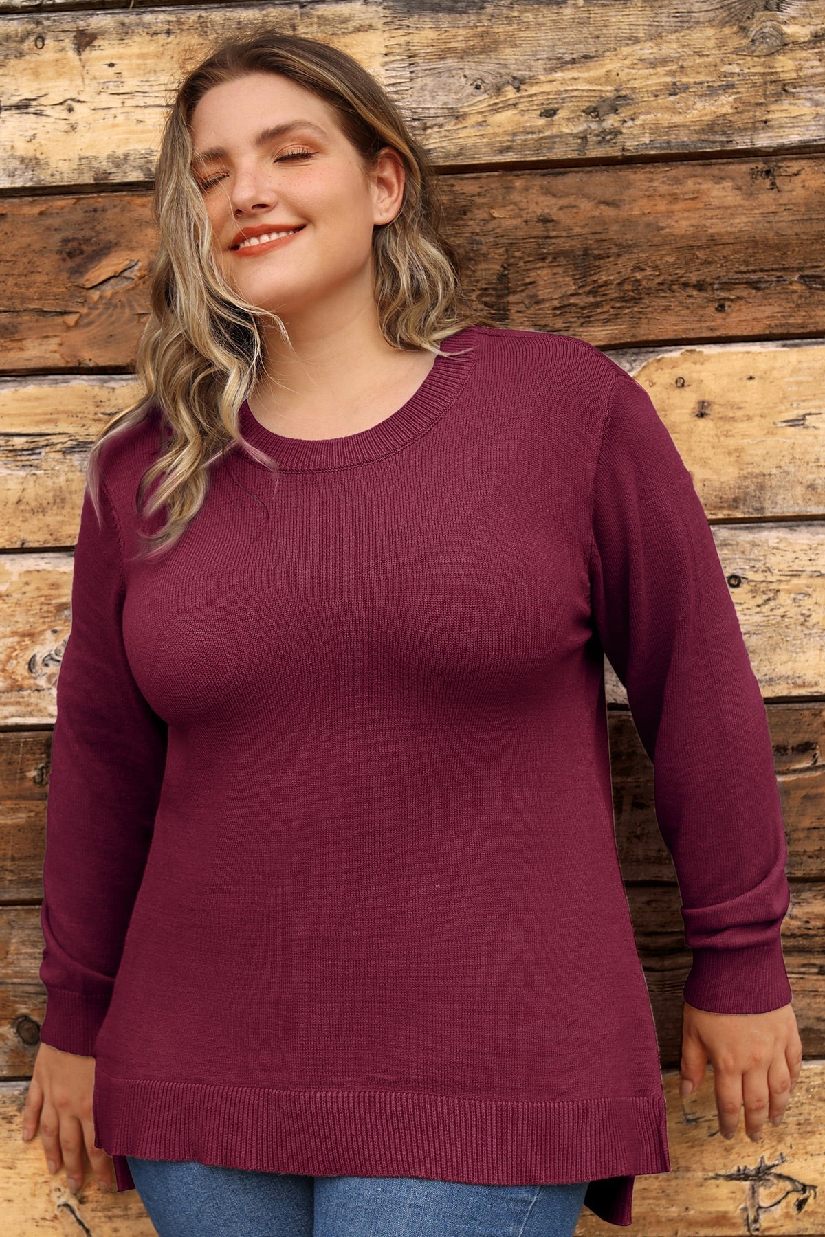 Essential Split Hem Skinny Long Sleeve Sweater