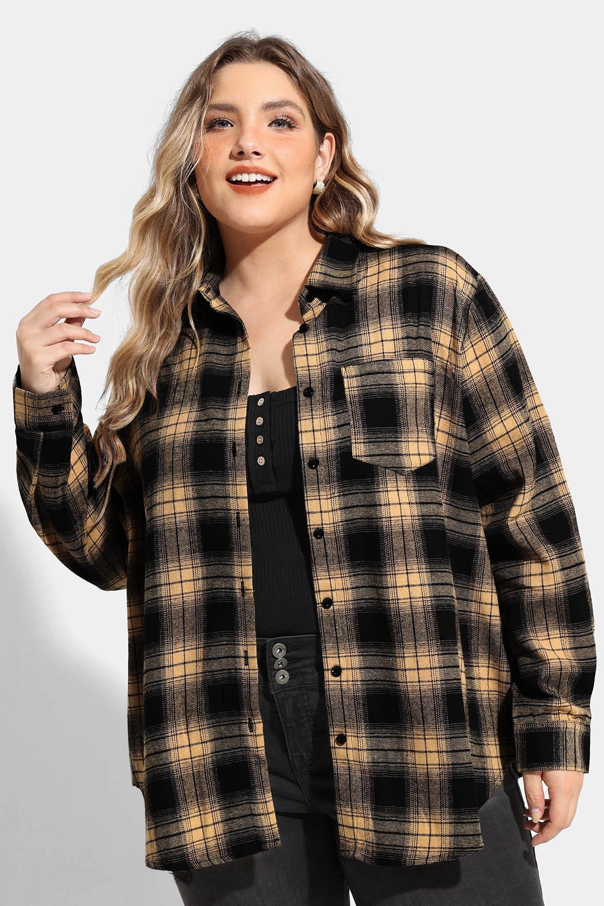 Supersoft Plaid Pocket Button Down T-Shirt