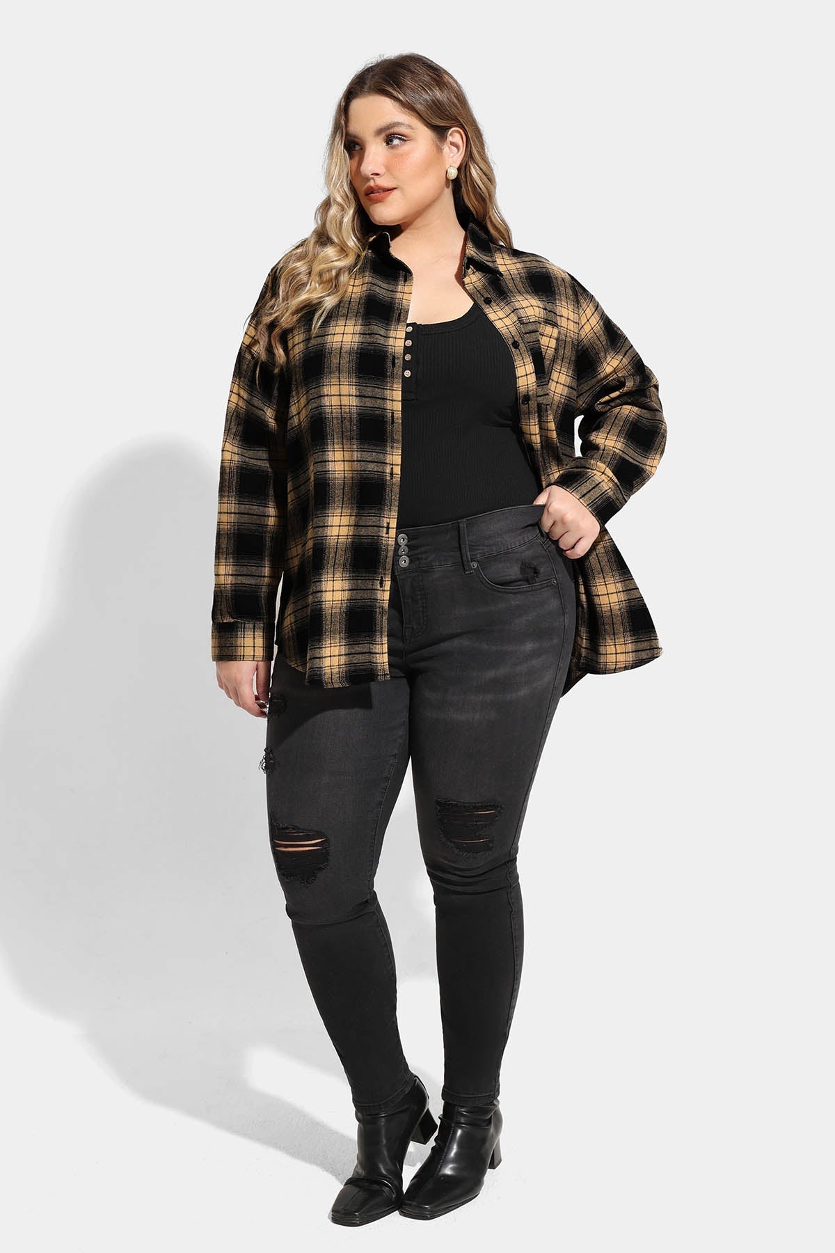 Supersoft Plaid Pocket Button Down T-Shirt