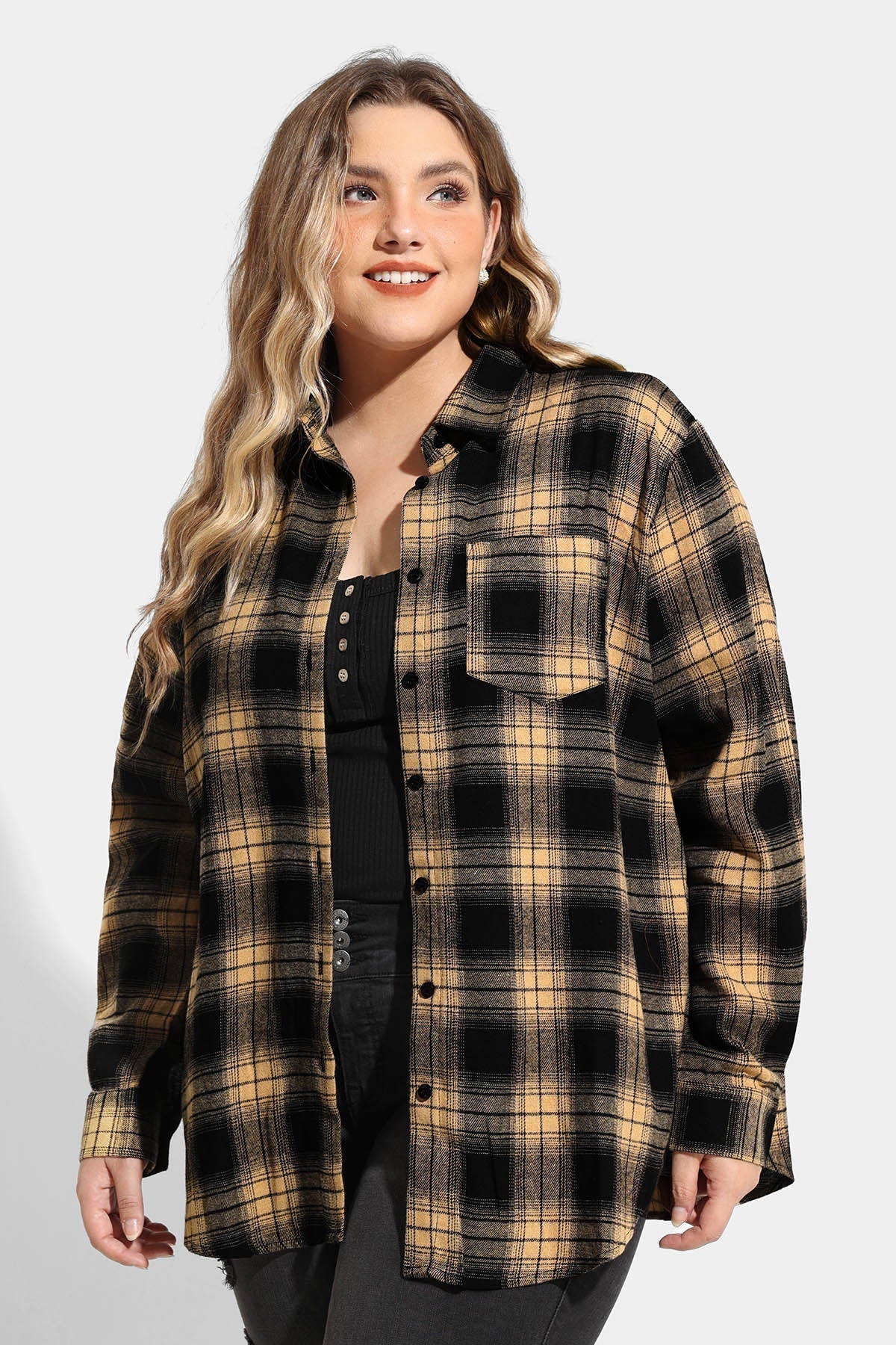 Supersoft Plaid Pocket Button Down T-Shirt