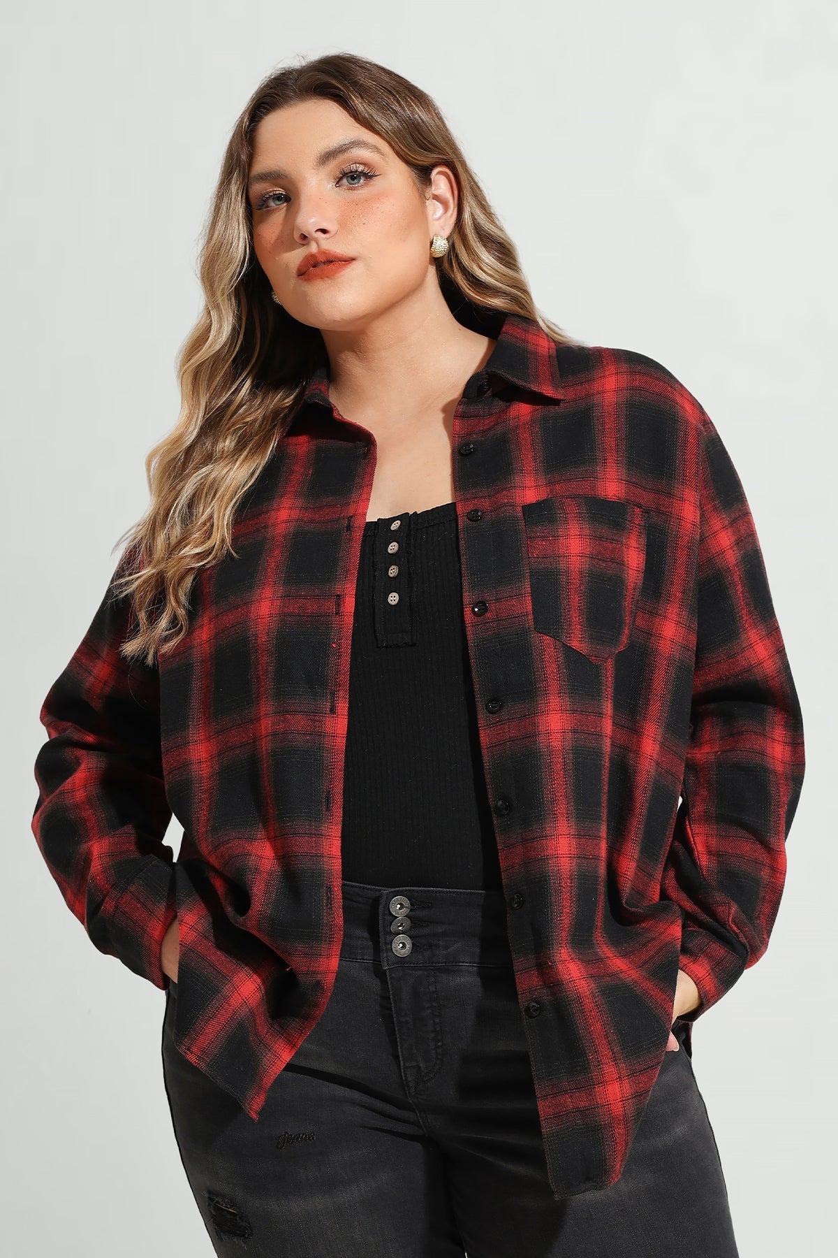 Supersoft Plaid Pocket Button Down T-Shirt
