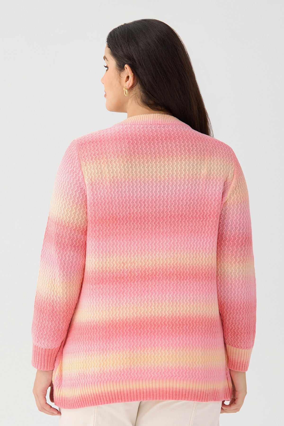 Ritera Pastel Ombre V-Neck Sunset Knit Pullover Sweater