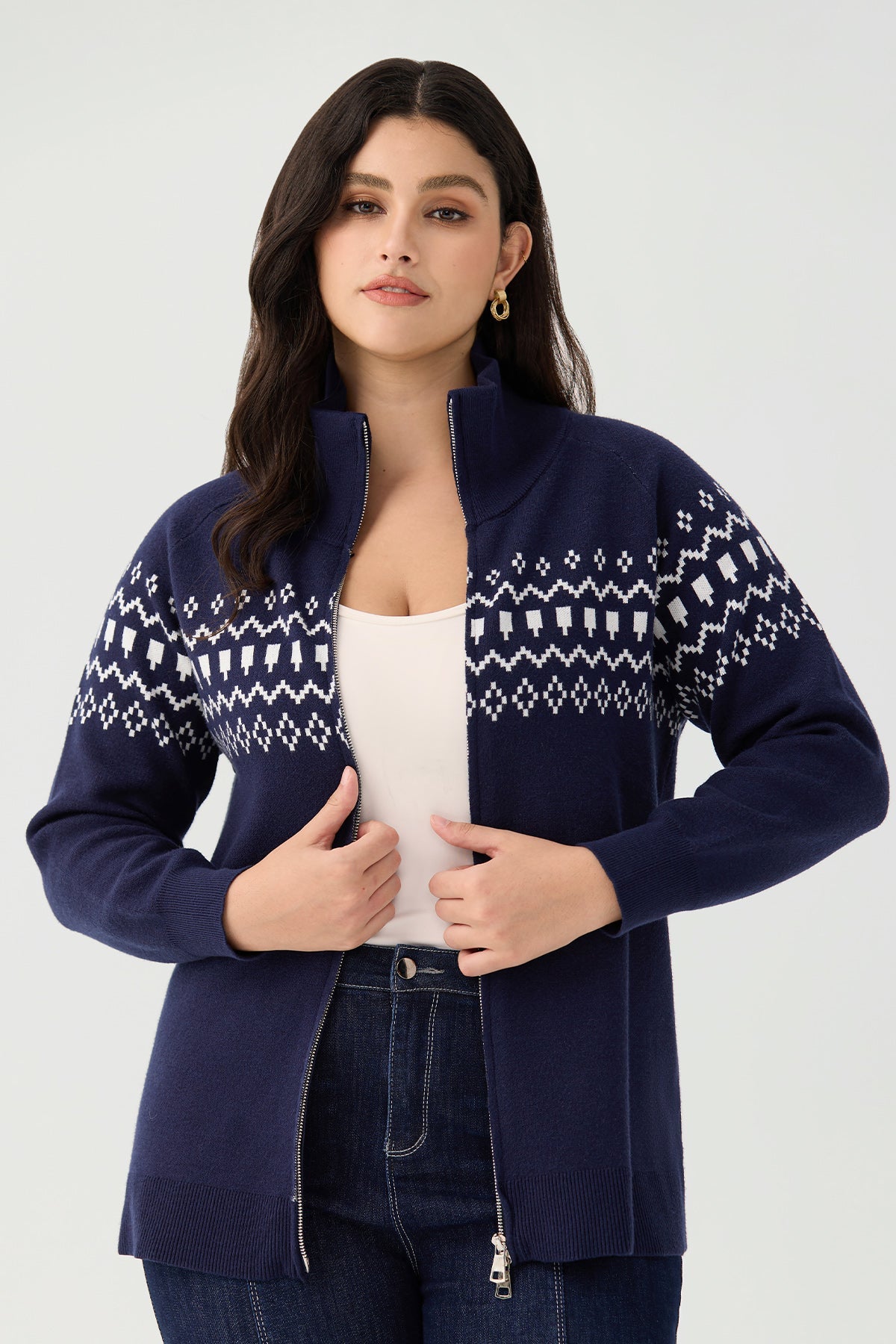 Ritera Fair Isle Full-Zip Cozy Knitwear Cardigan