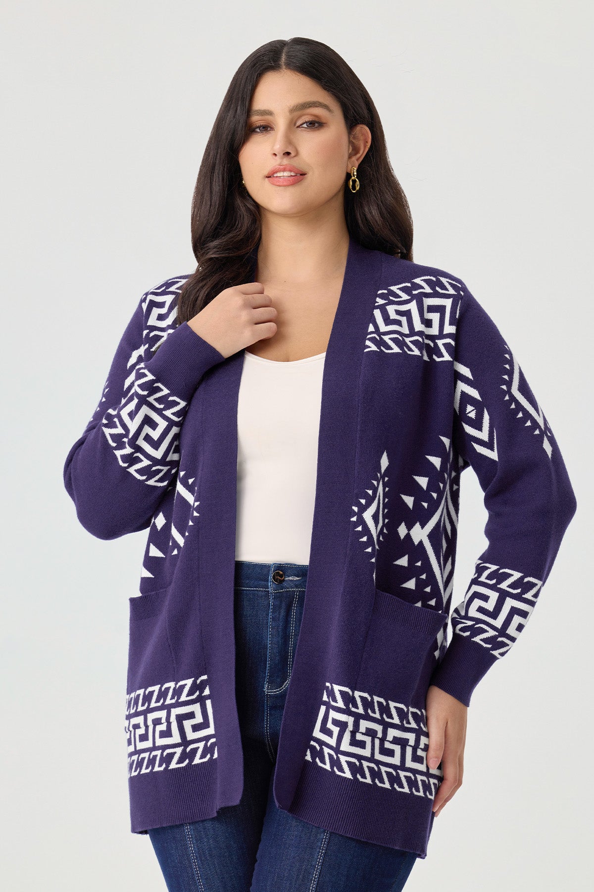 Ritera Pockets Southwestern Pattern Boho Chic Knit Cardigan