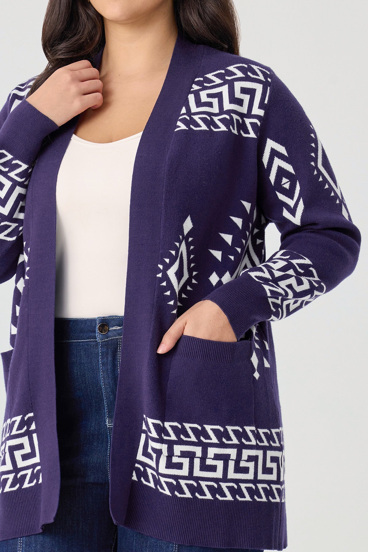 Ritera Pockets Southwestern Pattern Boho Chic Knit Cardigan