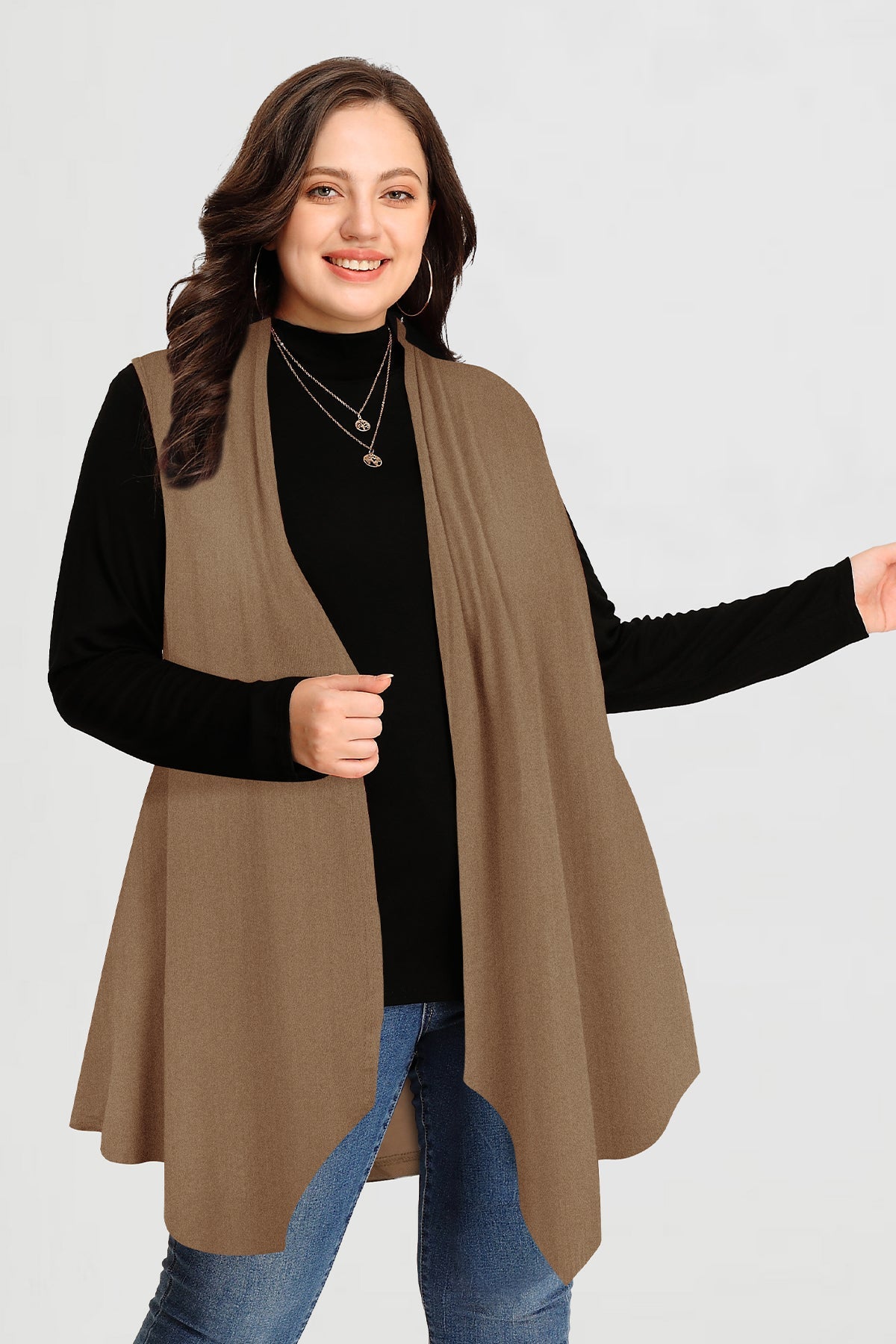 Ritera Draped Open Front Vest Sleeveless Waterfall Cardigan