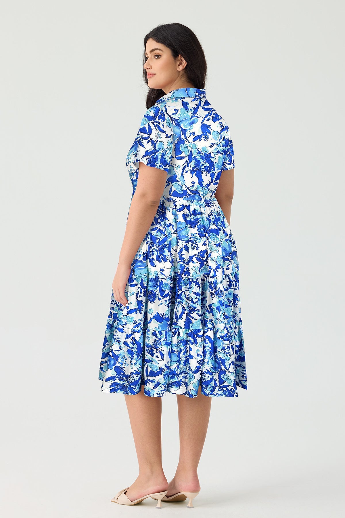 Ritera Pockets Striking Abstract Print Tiered Midi Dress