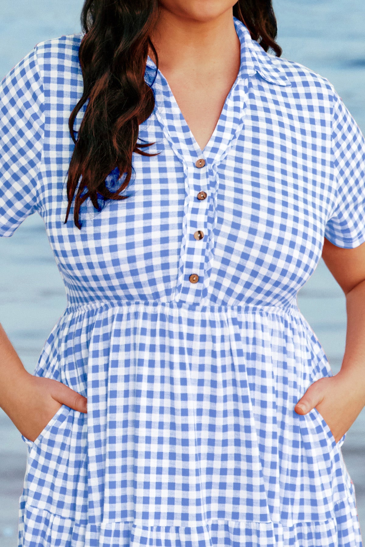 Ritera Pockets Striking Abstract Print Tiered Midi Dress