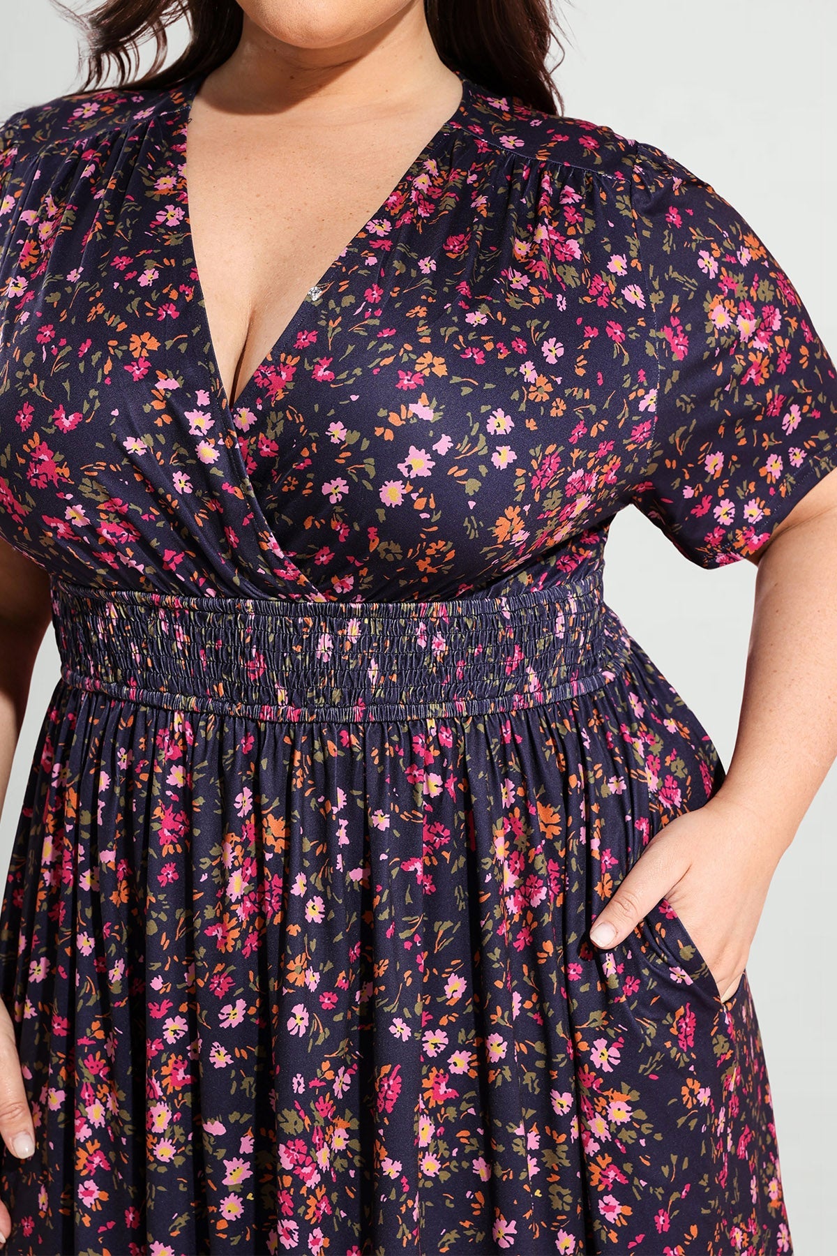 Ritera Pockets Smocked Waist Floral Print A-line Maxi Dress