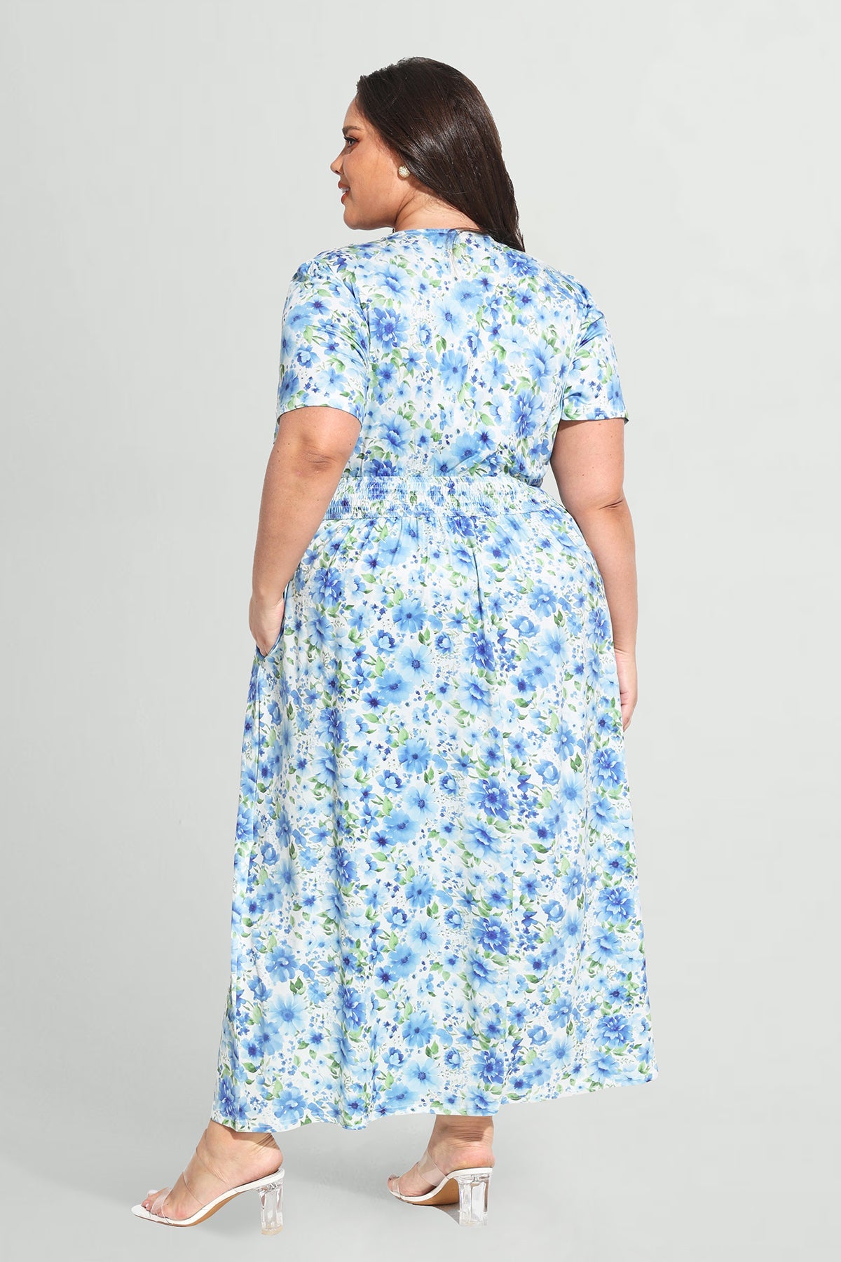 Ritera Pockets Elasticated Waist Floral A-line Maxi Dress