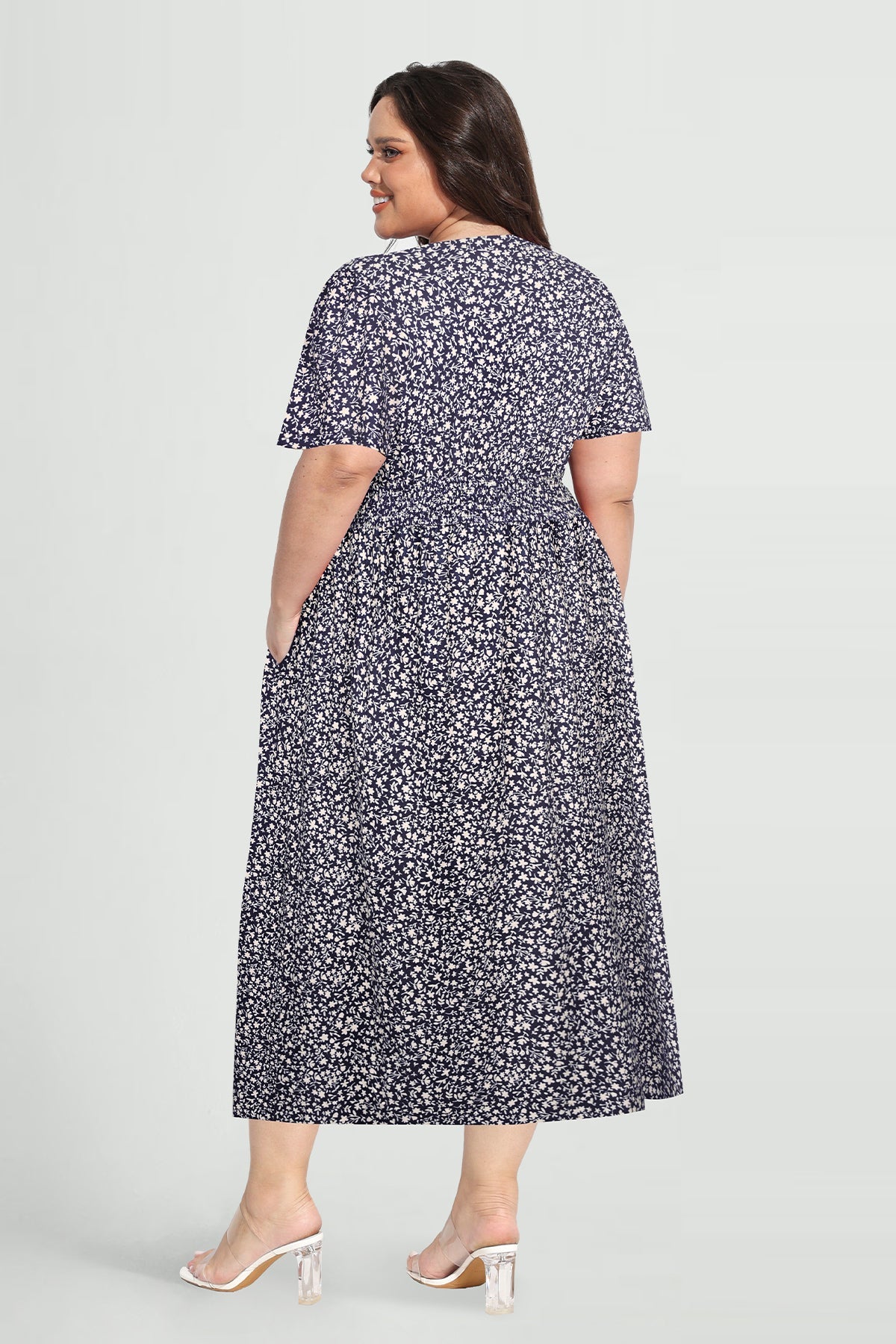 Ritera Pockets Elasticated Waist Floral A-line Maxi Dress