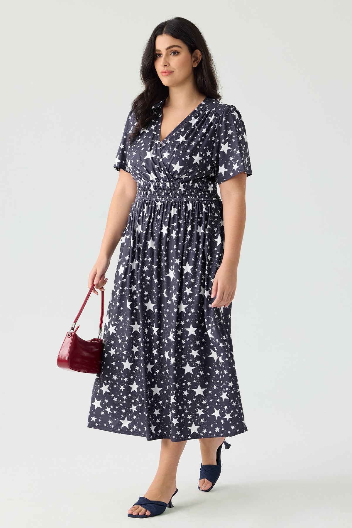 Ritera Pockets Smocked Waist Floral Print A-line Maxi Dress