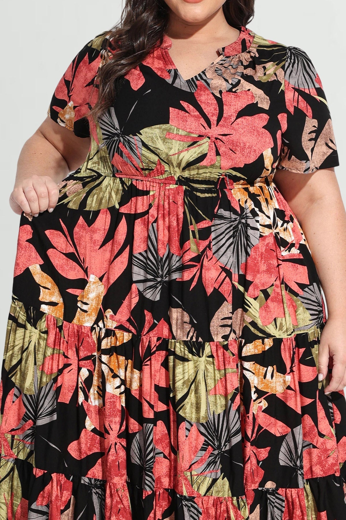 Pockets Elastic Boho Floral Midi Dress