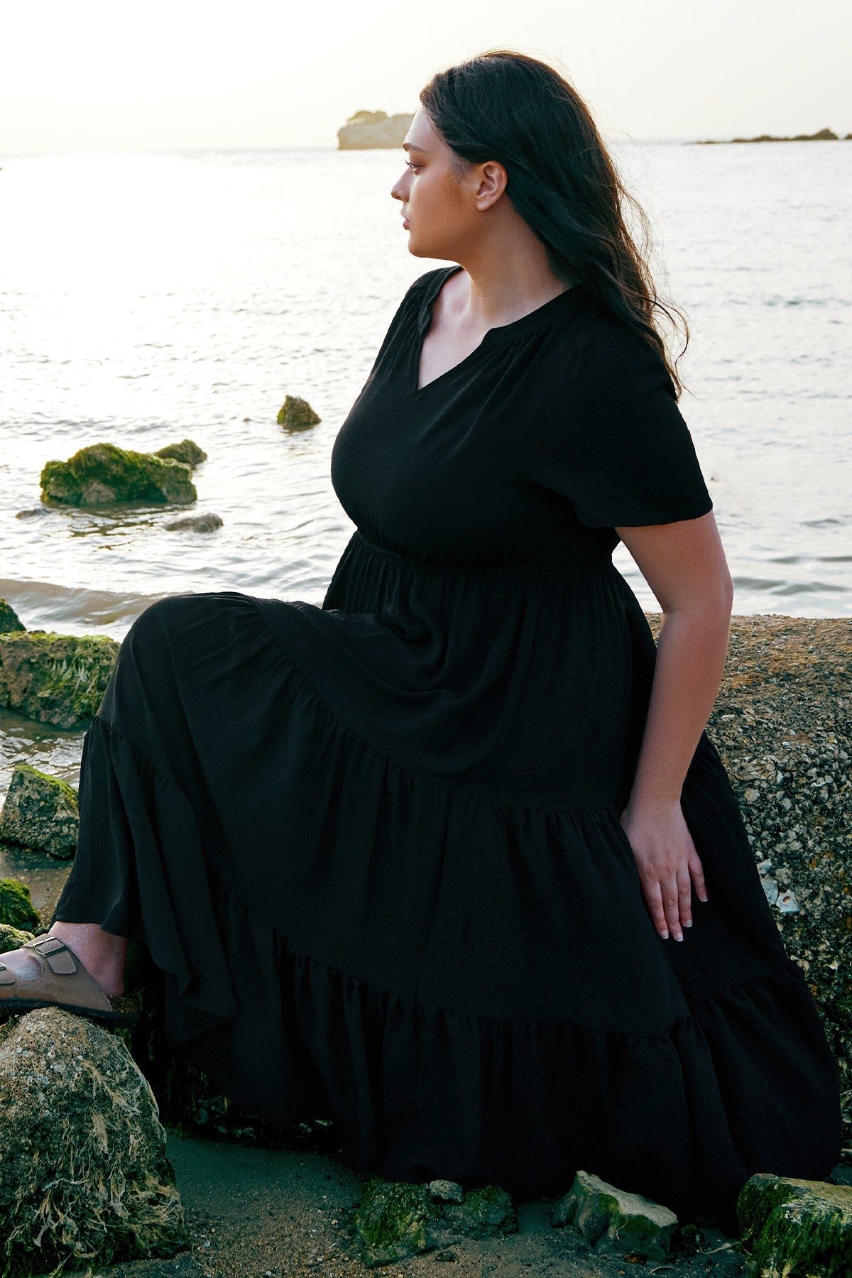 Pockets Elastic Boho Floral Midi Dress