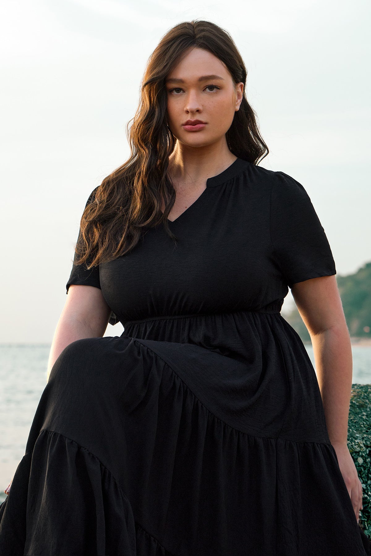 Pockets Elastic Floral Midi Dress